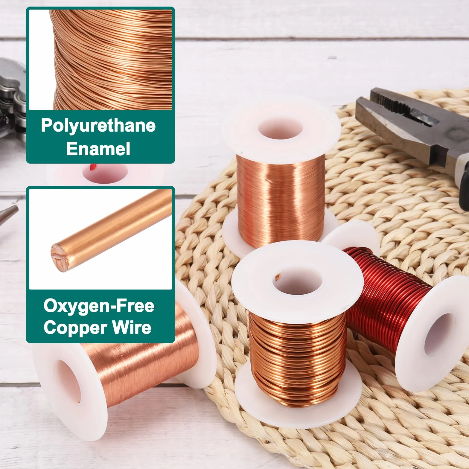 QUARKZMAN Alambre Esmaltado 14 AWG, Cobre Calibre 14 8 Oz Bobinas Magnéticas, Grado F 311°F