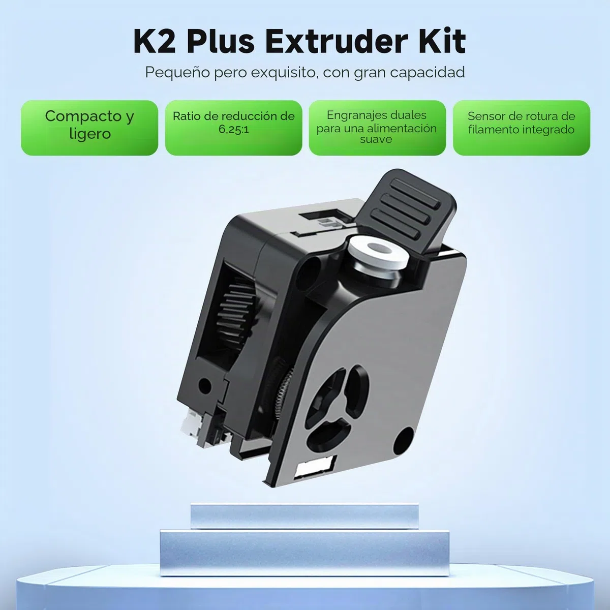 Creality Kit de extrusión K2 Plus, kit oficial de extrusión directa, transmisión de doble engranaje, relación 6.25:1, fuerza 80N, sensor de rotura de filamento integrado para impresora 3D Creality K2