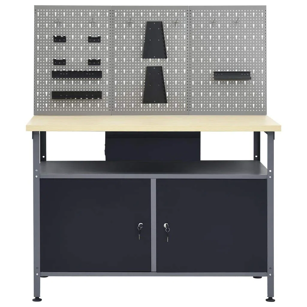 Mobili Banco de trabajo con 3 paneles de pared, banco de trabajo para garaje taller O1 decoración de muebles dormitorio