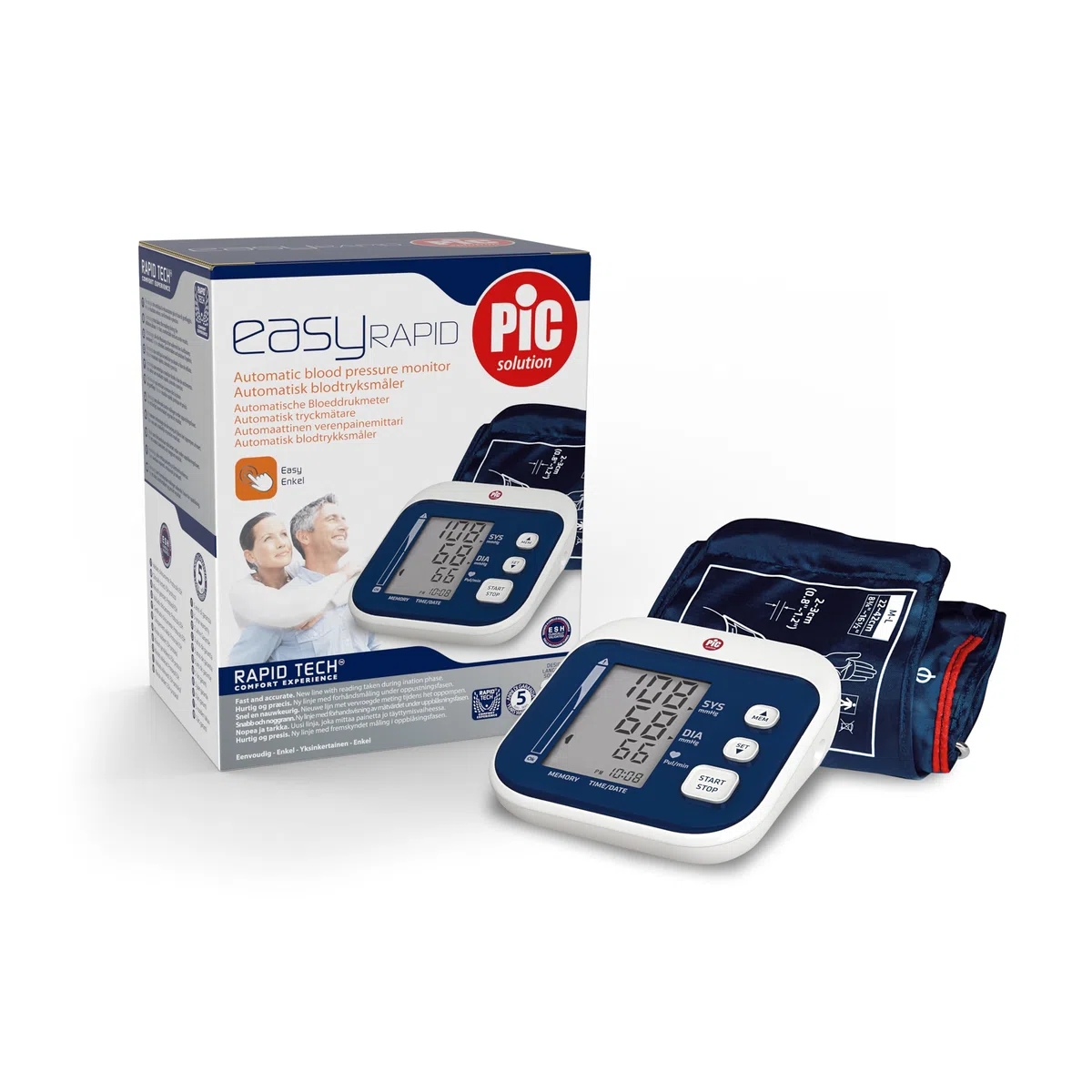Pic Solution EasyRAPID Esfigmomanómetro Monitor de Presión Arterial, unisex, Color Blanco, 1 Unidad (Paquete de 1)