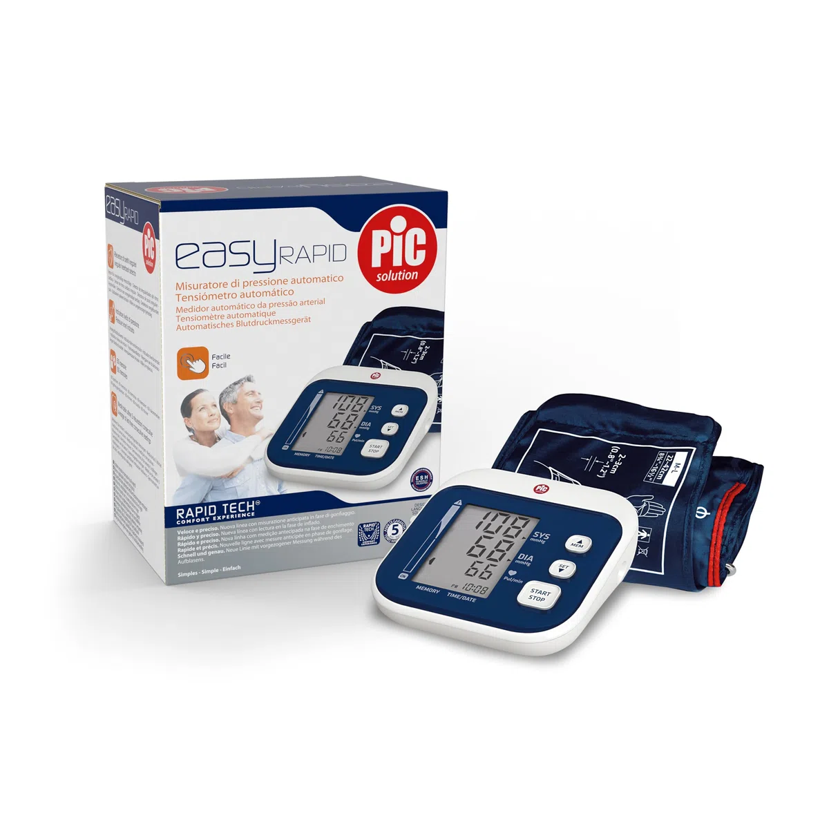 Pic Solution EasyRAPID Esfigmomanómetro Monitor de Presión Arterial, unisex, Color Blanco, 1 Unidad (Paquete de 1)