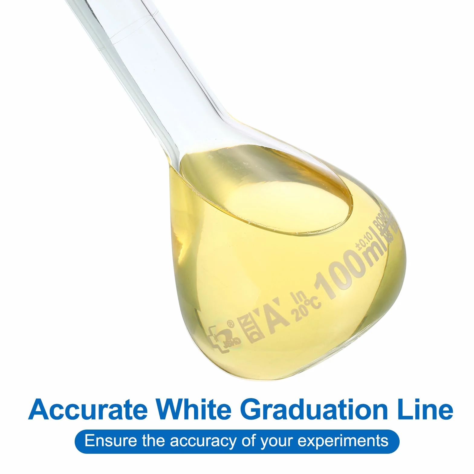 PATIKIL Aforado Matraz 100ml 2uds 3,3 Borosilicato Vidrio Graduado Medidor con Tapón Tolerancia 0,1ml Laboratorio