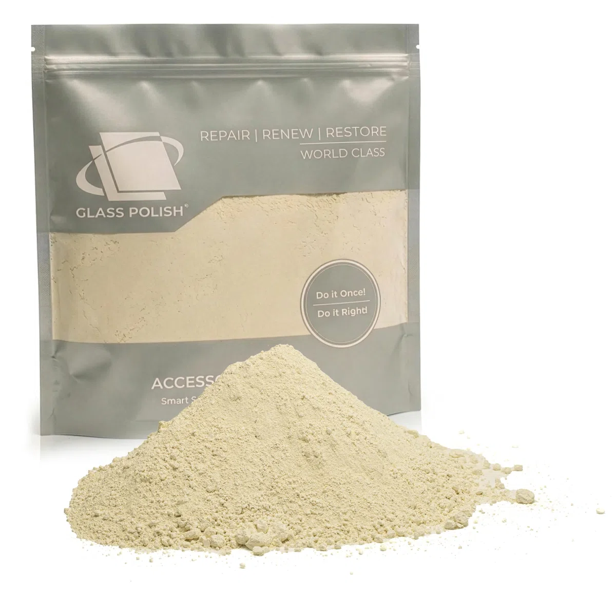 GLASS POLISH 1 kg Cerium Oxide, Compuesto de Pulido de Vidrio de Óxido de Cerio Grado Fino 95% Puro, Fórmula Tratada en Suspensión, Partículas de 2,5 Micras, Performance de Pulido Mejorada