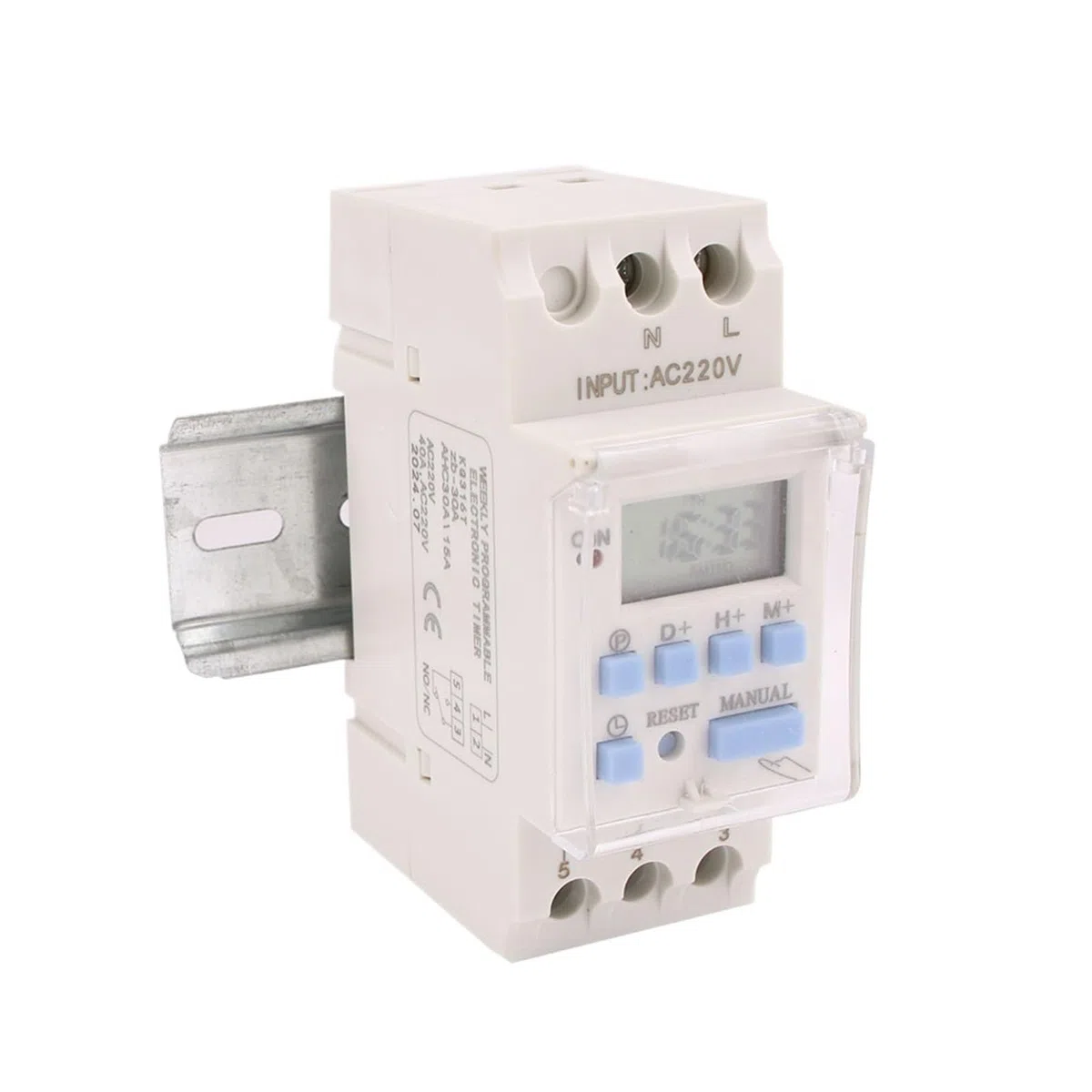 Temporizador 220V 110V 24V 12V AHC10A TE-4163 Temporizador de potencia digital LCD Relé de interruptor de tiempo programable 40A AHC40A Temporizador de control semanal(1NO 1NC,220V)