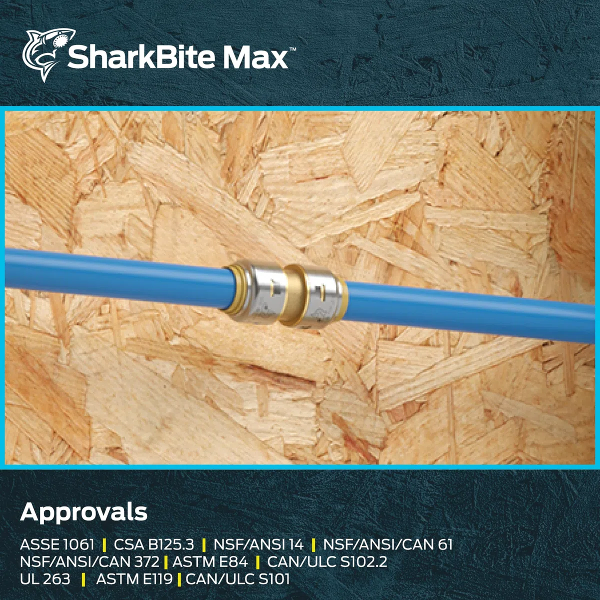 SharkBite Acoplamiento máximo de 1/2 pulgada, paquete de 4, accesorio de fontanería de latón a presión, tubo PEX, cobre, CPVC, PE-RT, HDPE, UR008A4