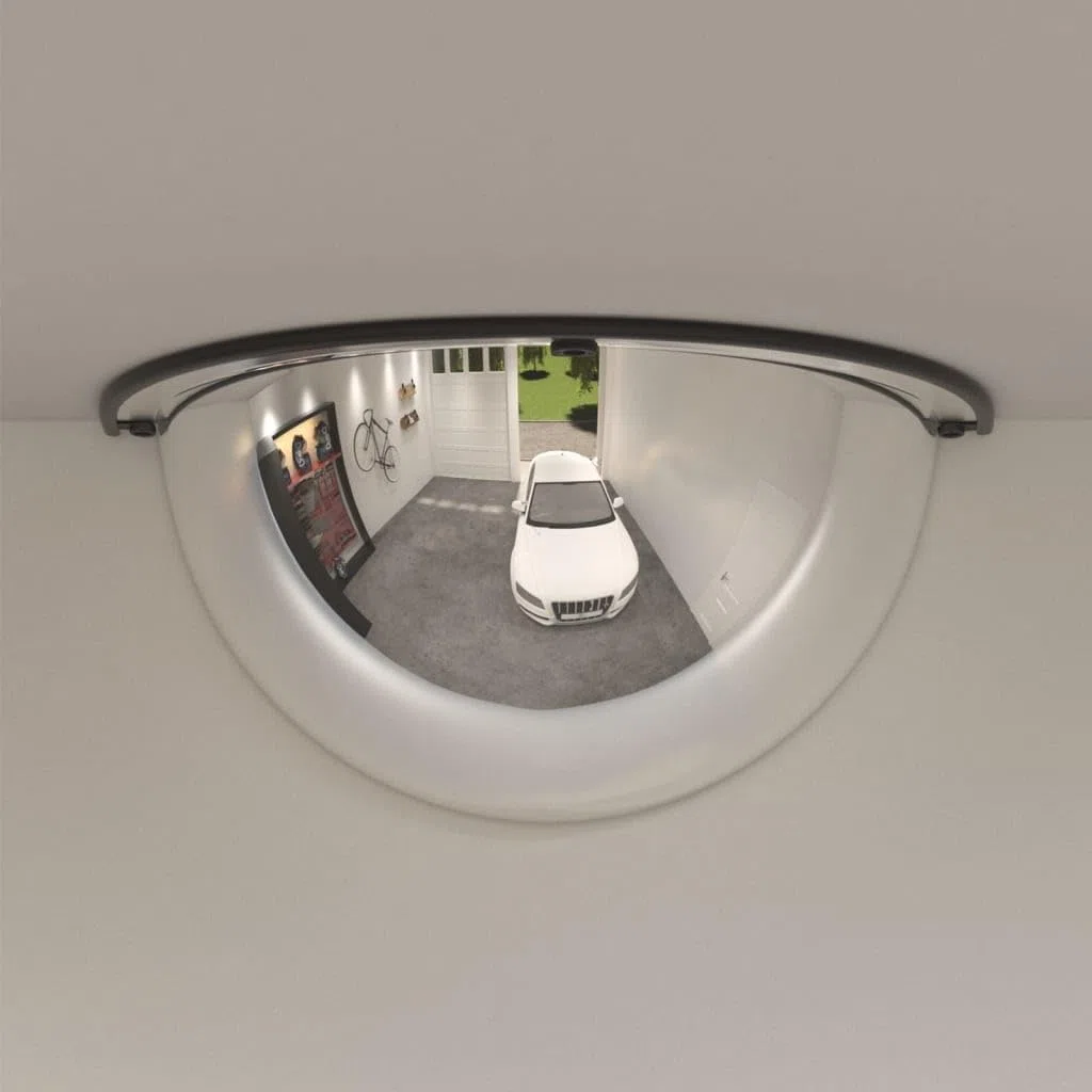 vidaXL 2x Espejos de Tráfico Mitad Combada Señal Automóvil Garaje Taller Entrada Coche Vehículos Carretera Transportación Acrílico Ø40 cm
