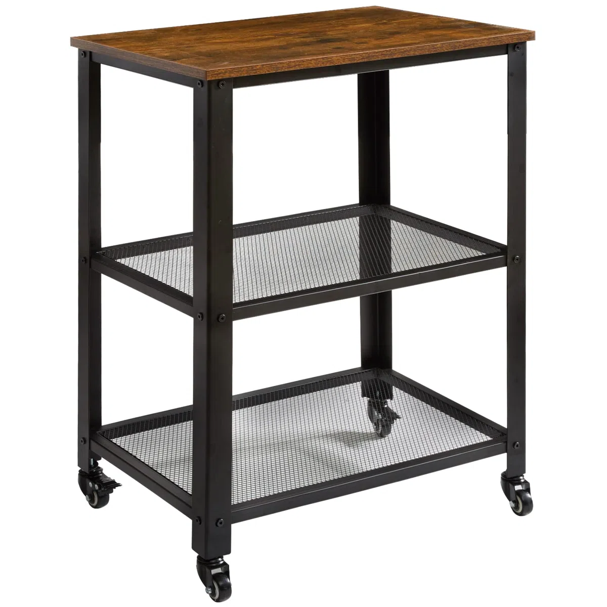 IBUYKE Carrito de Servicio de 3 Niveles, 60x40x81 cm Estantería metálica con Ruedas, Organizador de Almacenamiento para Cargas Pesadas, Tablero de sobremesa, para Cocina, Sala de Estar TMJ011H