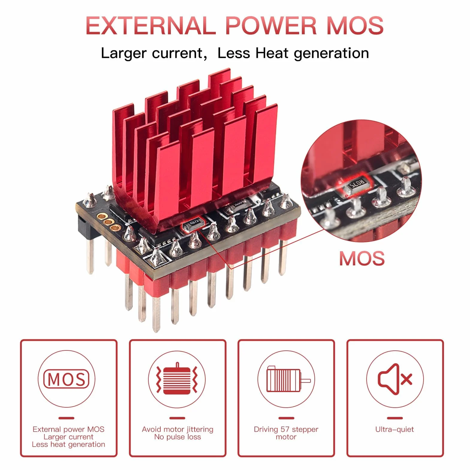 BIGTREETECH TMC5160T Pro V1.0 SPI - Controlador de silencio con disipador de calor ultral silencioso para Octopus Pro SKR V1.4 Turbo SKR 3 Mini E3 Ender 3 3D impresora 3D