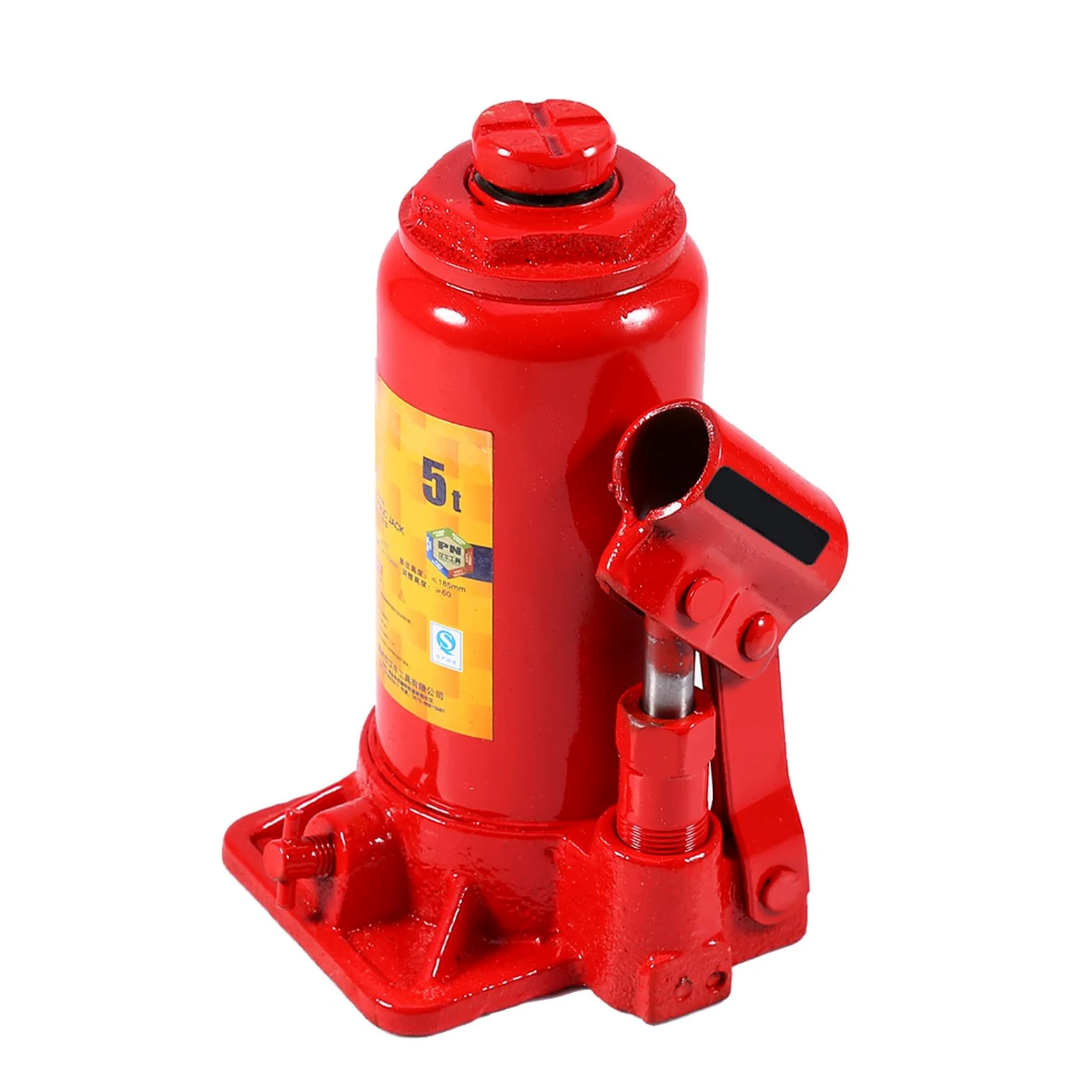 Gato Hidráulico de Botella 5 Toneladas Elevador Automotriz Base Ampliada Placa Acero Grueso para Coche