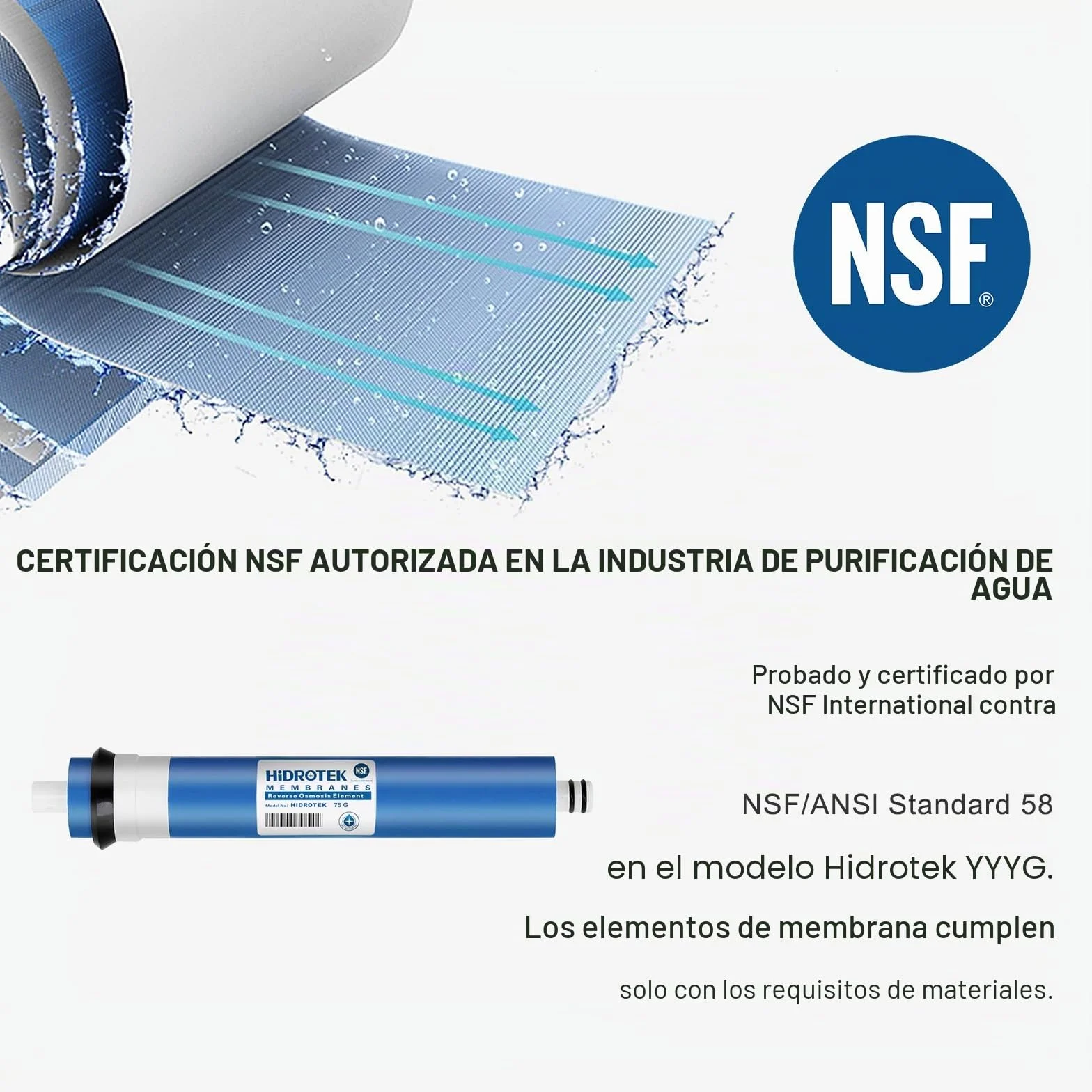 Geekpure Universal Compatible 100 GPD membrana de ósmosis inversa replacement - NSF Certificado elimina 98% de contaminantes en agua (1)