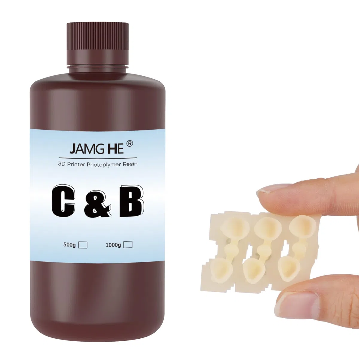 Certificación FDA Resina Dental Temporaria Modelo A2, JAMG HE Resina Dental Temporaria para Impresora 3D de 405nm para DLP LCD de Alta Precisión y Alta Dureza de Curado Rápido, 500g