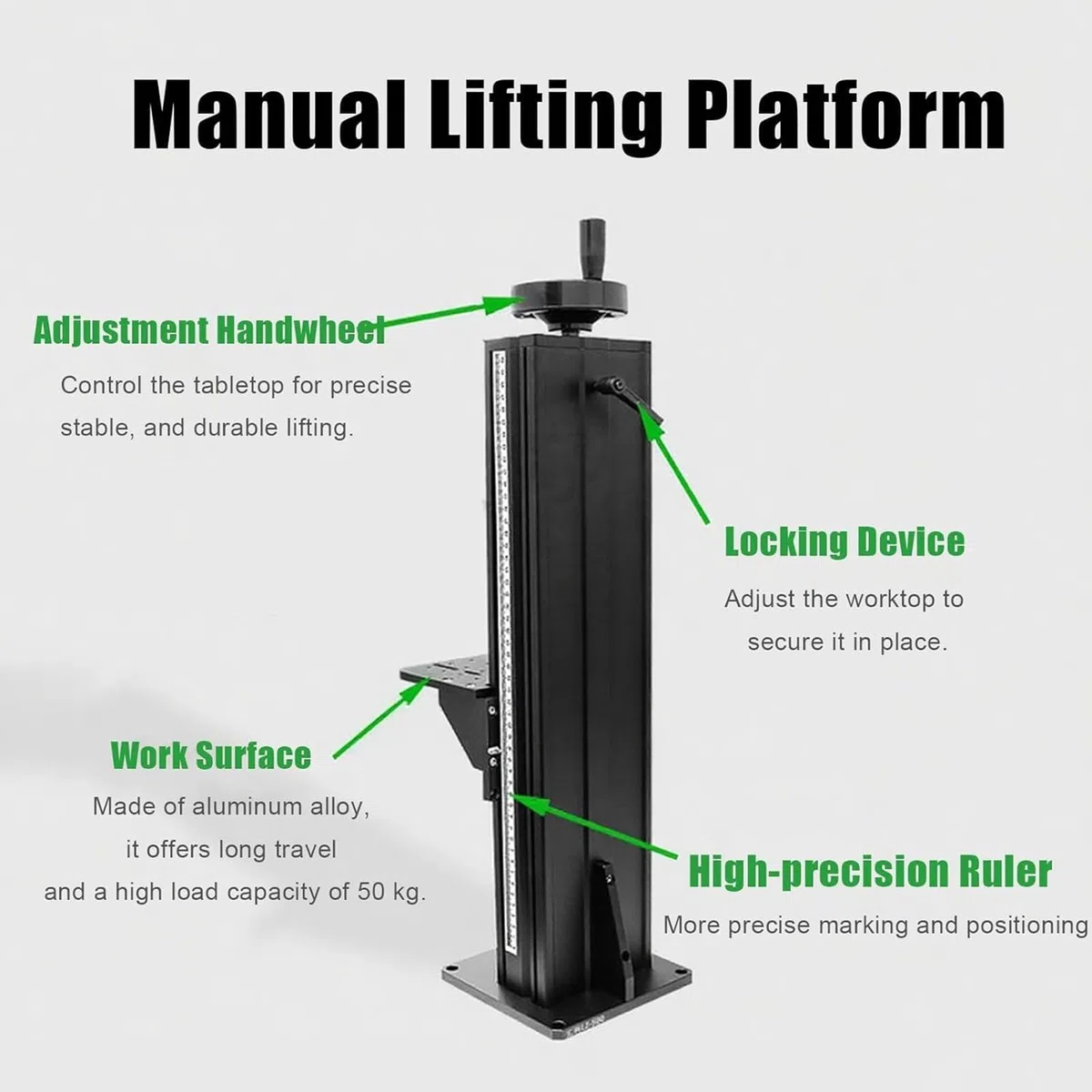 Plataforma de elevación manual de eje Z con columna de tornillo tipo T y etapa deslizante para experimentos ópticos y equipos científicos
