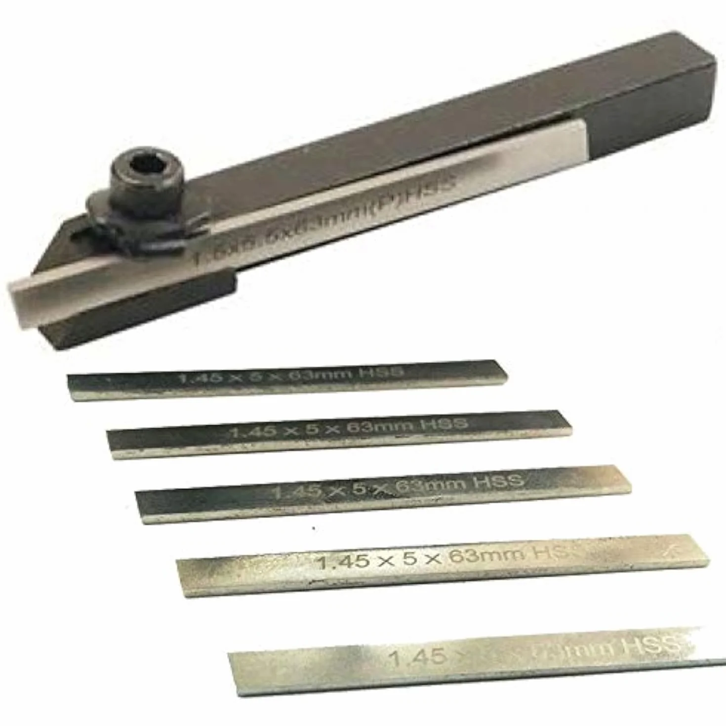 LEGLO Mini Soporte de Corte para Torno con 6 Cuchillas HSS Vástago 8 mm