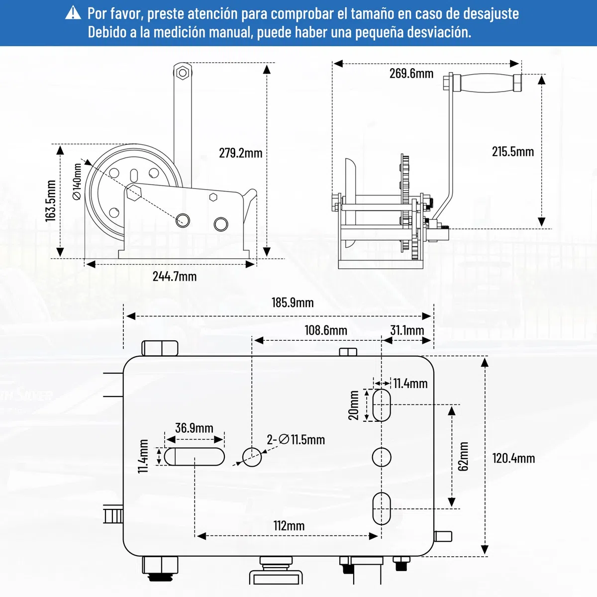 Pindex Cabrestante manual con correa de 10m, cabrestante manual de cuerda de 1000kg con banda de correa, cabrestante para barco, cabrestante de correa manual con freno antirretorno para taller, garaje