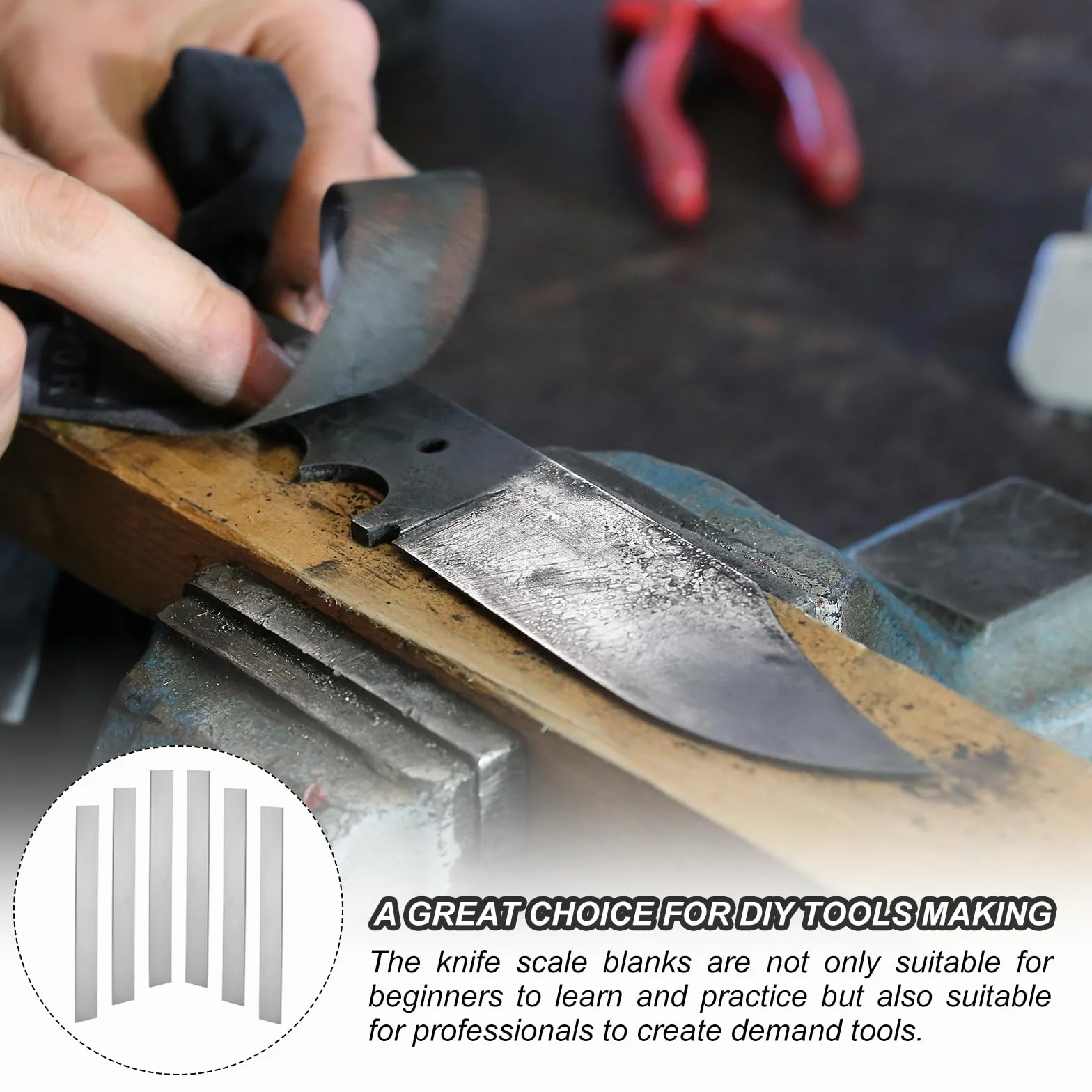 PATIKIL Barra Plana de Acero 1095, 6pcs, 305x38x4mm(L*An*G) Material para Fabricación de Cuchillos para Bricolaje en Blanco Hoja Metal, Profesional y Aficionado Uso, Plateado