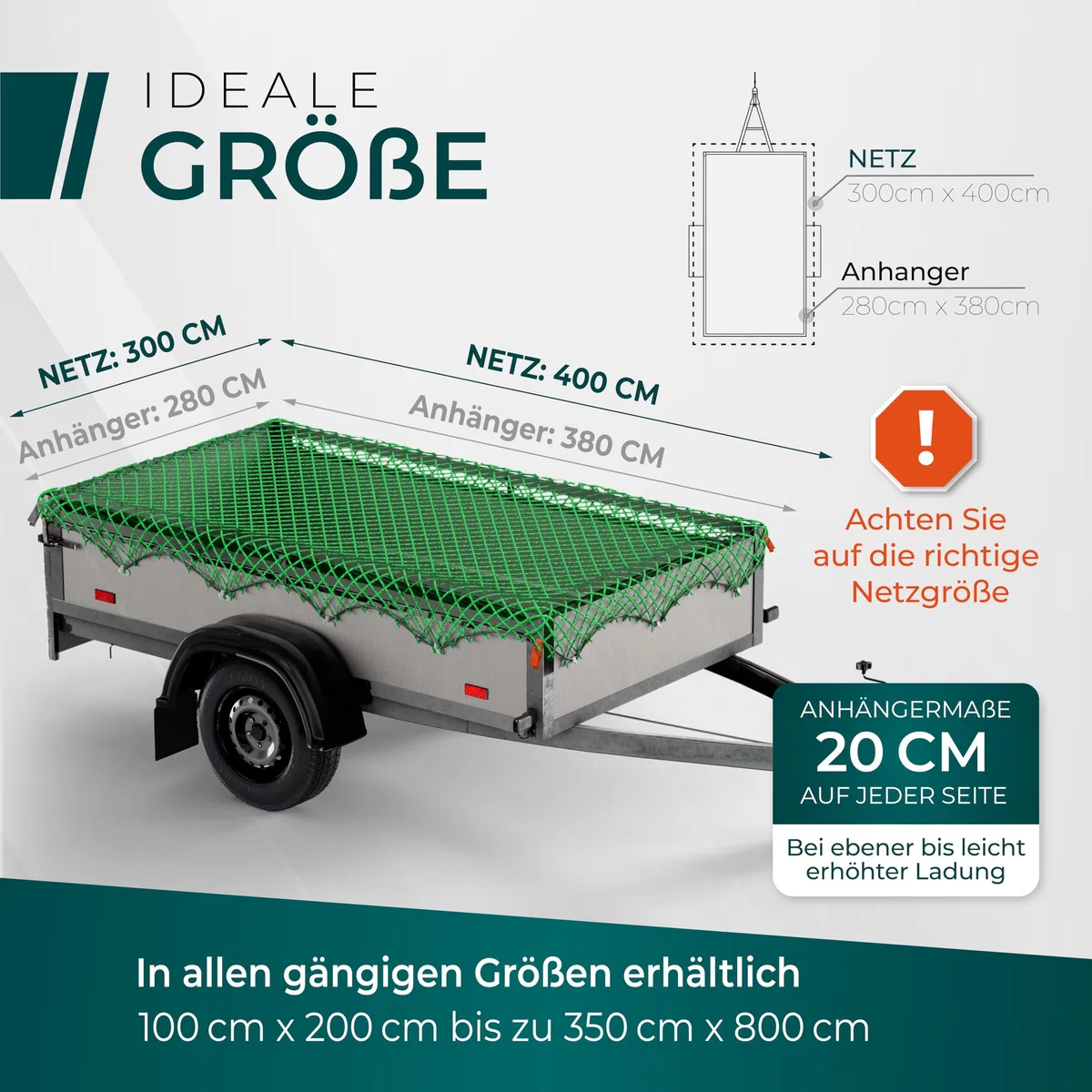 CargoVA® - Red de Remolque 3x4M [DEKRA Aprobado] - Red de Remolque con Cuerda elástica y marcación de Esquinas - para una sujeción Carga