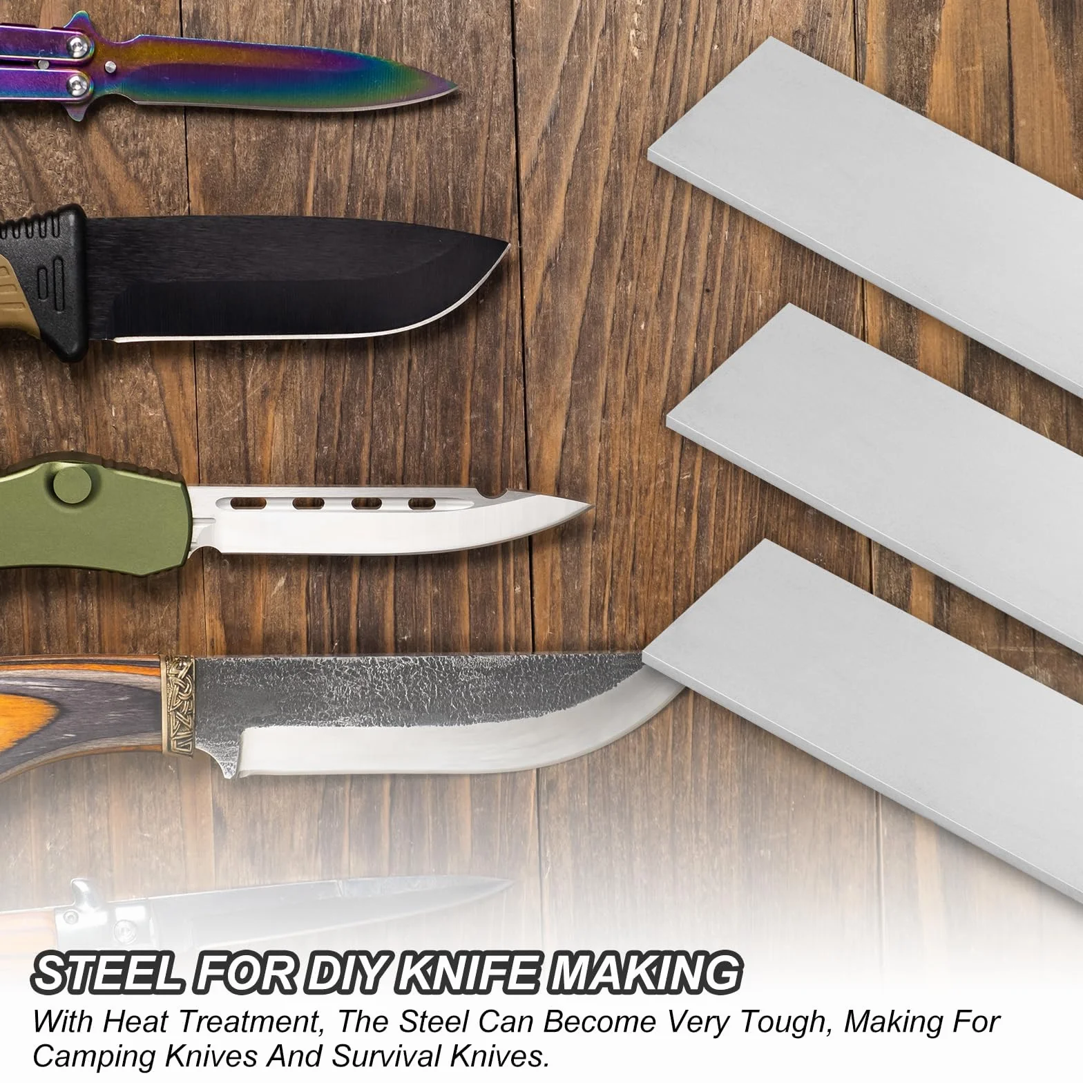 PATIKIL 10 Piezas 80Crv2 Acero para Fabricación de Cuchillos 4" x 1-1/2" x 1/8" Acero Recocido Laminado en Frío para Hoja de Metal en Blanco Uso Profesional Y para Aficionados