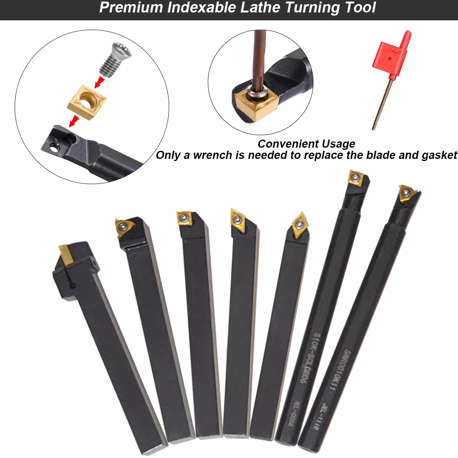 Juego de Herramientas CNC Torno 21Pcs 10mm Herramienta para Torno Metal Cuchillas Herramienta de Torneado de Torno para Tornos Inserto de Carburo Multifuncional con Cuchillas de Torno Metal y Llave