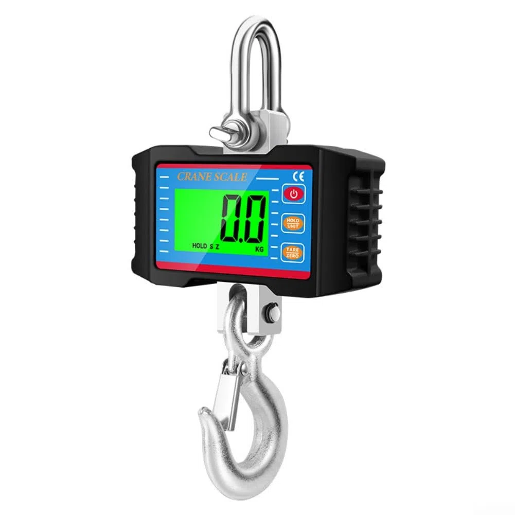 Báscula de grúa, báscula electrónica de grúa de 1000 kg, dispositivo de pesaje industrial de alta precisión con pantalla LCD retroiluminada grande (azul)