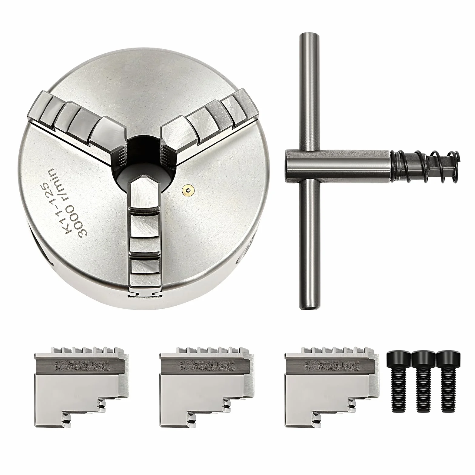 Mandril de torno de 125 mm, alimento autocentrante de cuatro mordazas con llave Chuck, 3 mandíbulas para máquinas herramientas y máquinas herramientas CNC
