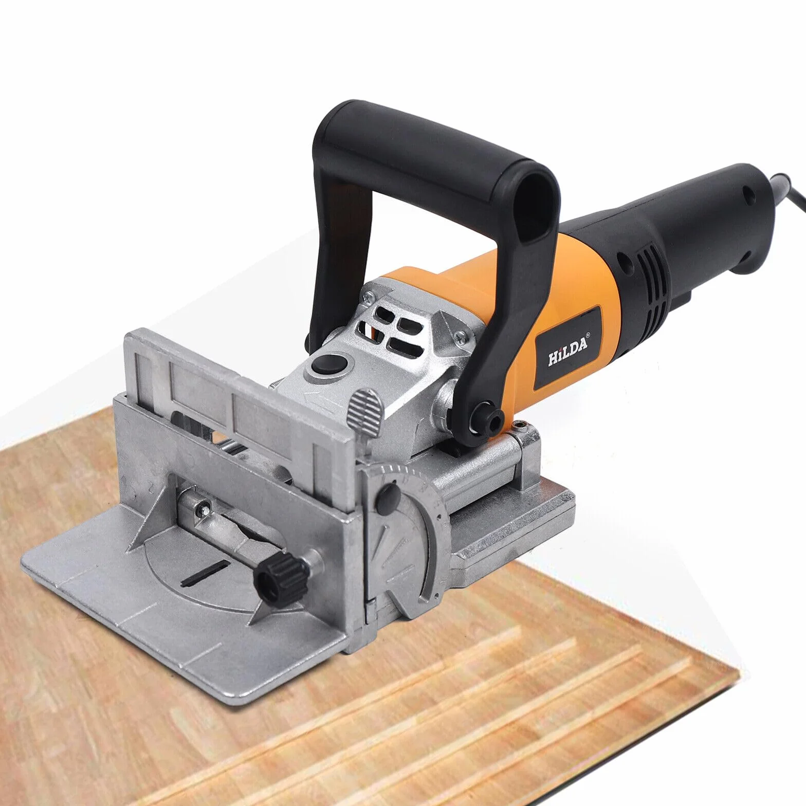760 W Laminadora Fresadora de Lamellas, Altura Ajustable en Profundidad 11600 rpm con bolsa de polvo, ángulo de inclinación ajustable a 90 °, adecuado para carpinteros de fábrica