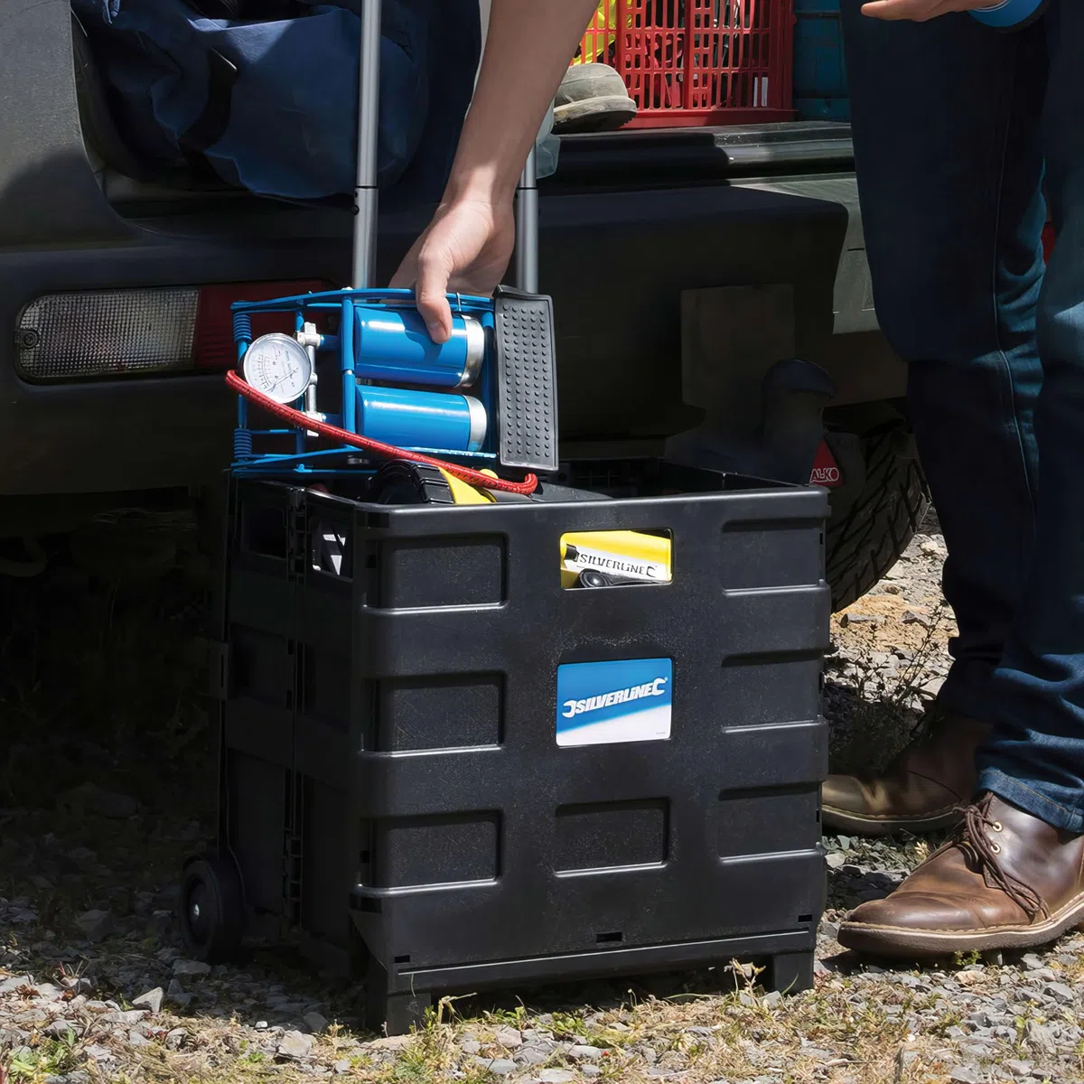Silverline Tools 633400 - Carretilla con caja plegable (25 kg)