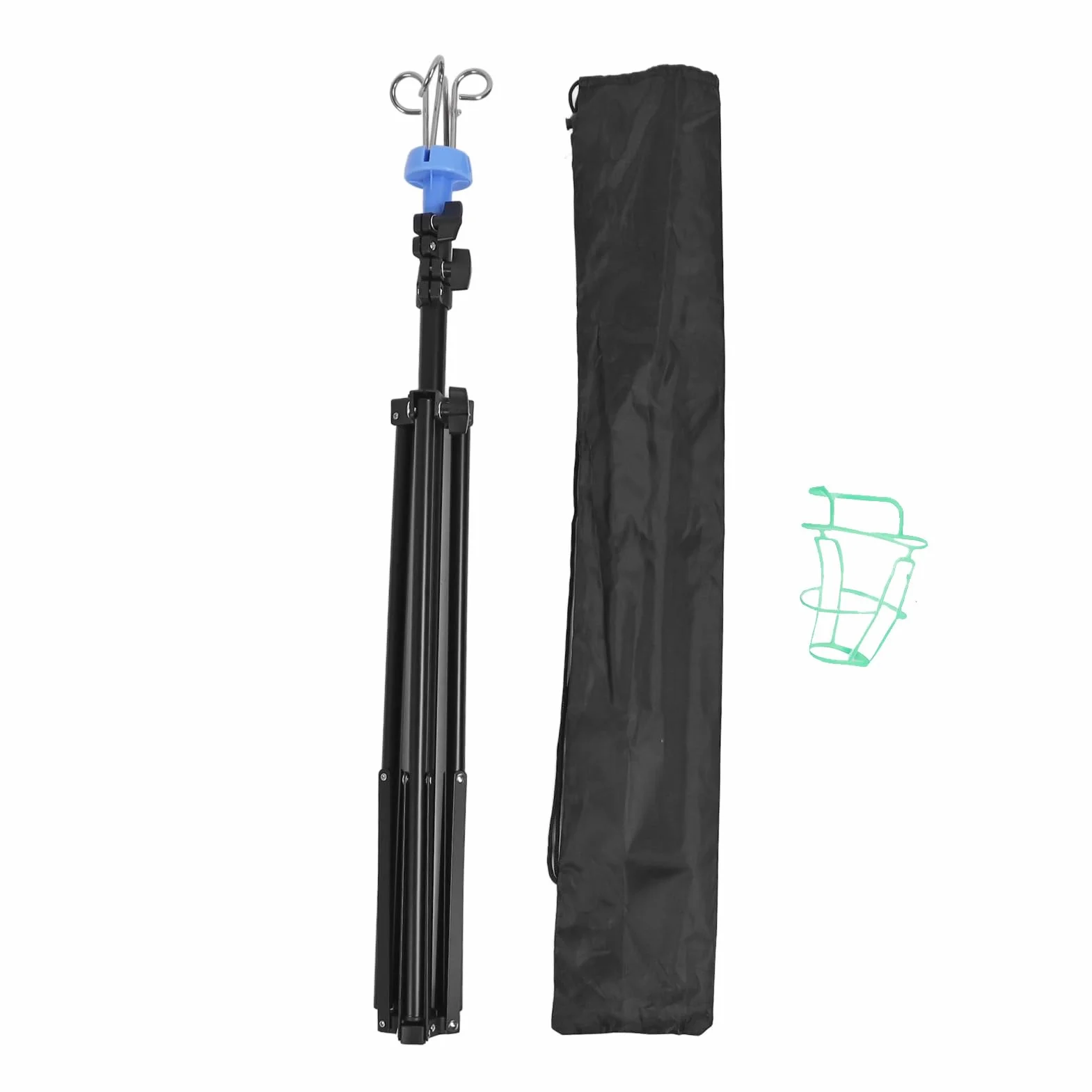 Soporte IV Portátil, Base Trípode Ajustable con 4 Ganchos, Altura Plegable y Material Resistente para Bolsas Intravenosas o Diálisis
