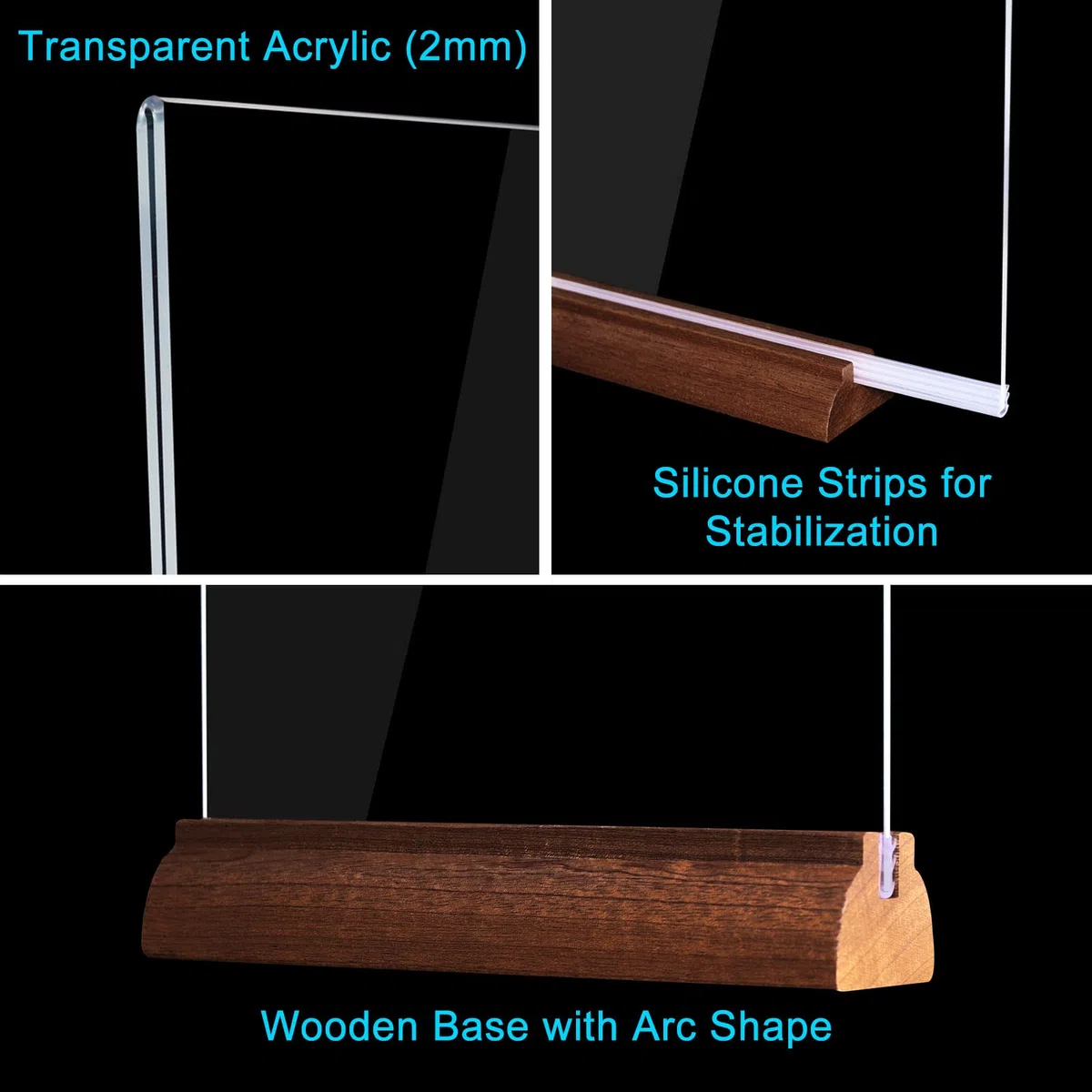 Servicio y Soporte Metacrilato A4 T-Shaped - Expositor Acrílico para Mesa de Madera - Porta-Menús para Restaurante, Hotel, Tienda
