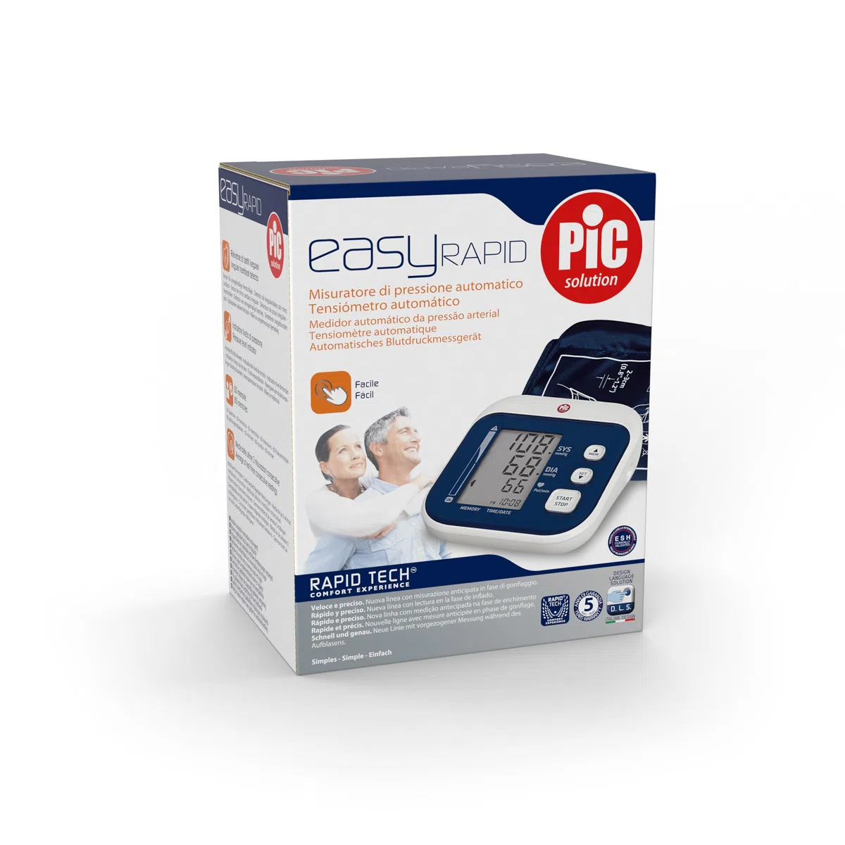 Pic Solution EasyRAPID Esfigmomanómetro Monitor de Presión Arterial, unisex, Color Blanco, 1 Unidad (Paquete de 1)