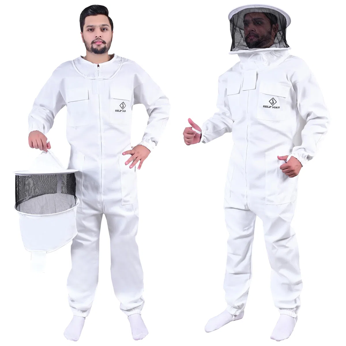 Bee Suit Traje de apicultura profesional de polialgodón de cuerpo completo con sombrero, chaqueta y pantalón protectores, equipo de apicultores para hombres y mujeres (Velo redondo, S)