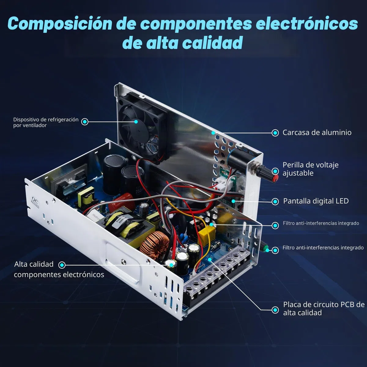 Fuente de Alimentacion Regulable AC110/220 to DC 0-48V 0-12.5A 600W Fuente de alimentación Universal Transformadores de Potencia,Para Automatización Industrial,Motor de control de velocidad
