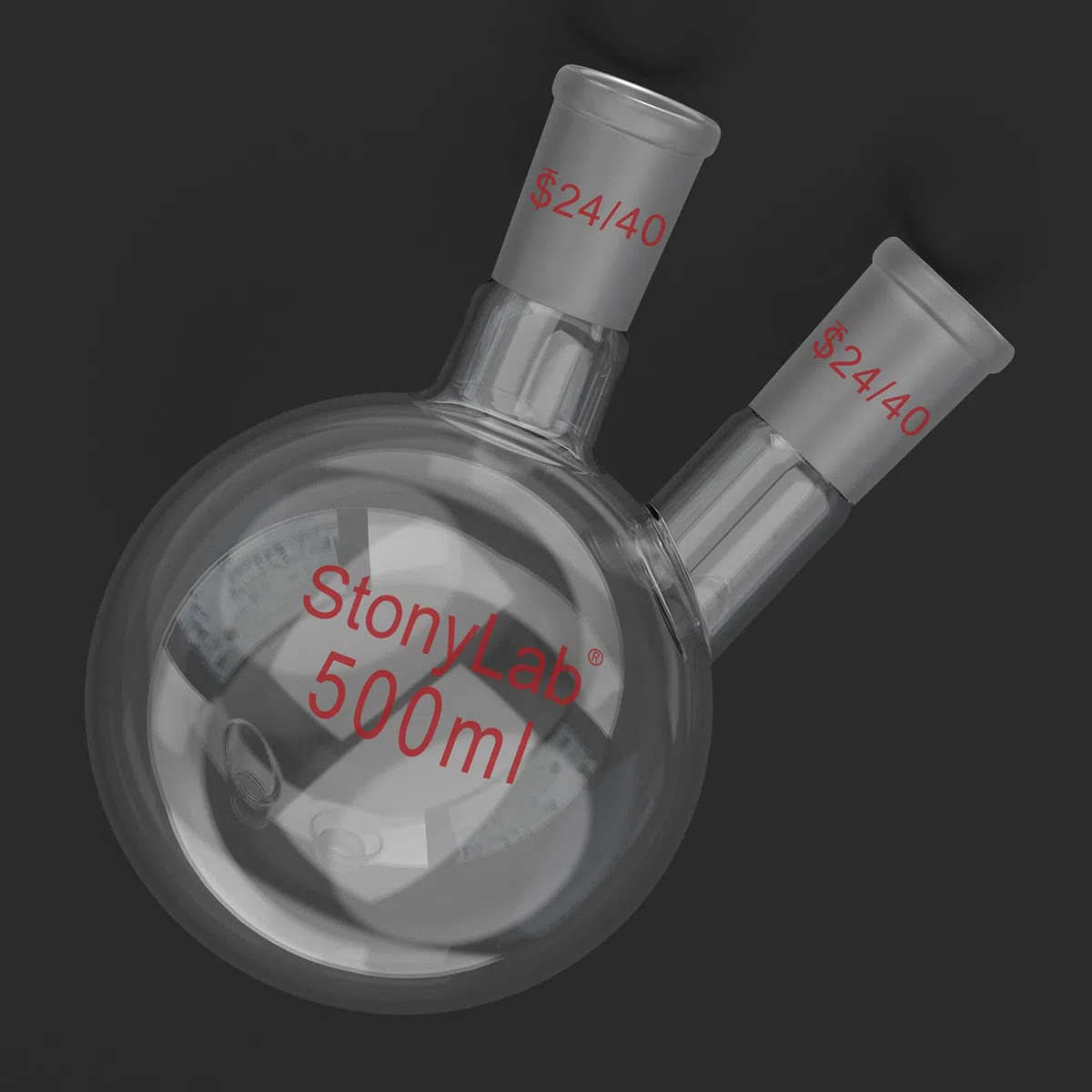 stonylab Dos-Cuello Balones de Destilación Redondo Frasco de Fondo de Borosilicato Vidrio RBF, con 24/40 Centro y Lado Cónicos Estándar Externo Joint, Round Bottom Lab Flask Boiling Flask, 500ml