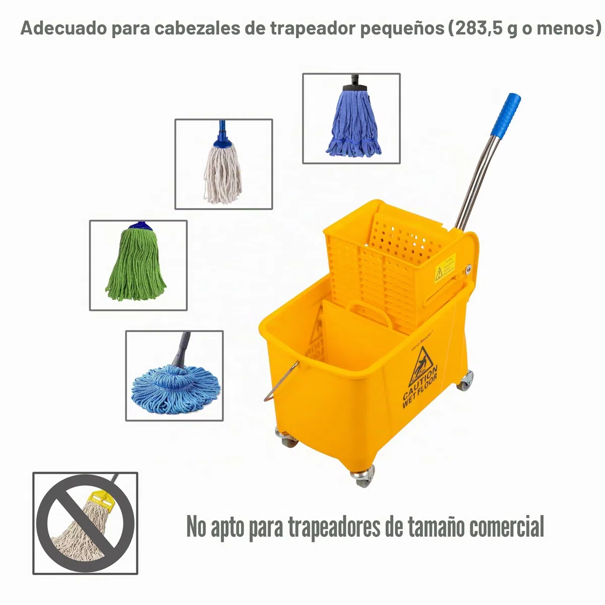 Mind Reader Cubo de fregona con escurridor, 22 Cuartos de galón (5.5 galones), Limpieza de Pisos, asa, Ruedas, 16.25 Pulgadas de Largo x 10.75 Pulgadas de Ancho x 24.5 Pulgadas de Alto, Amarillo