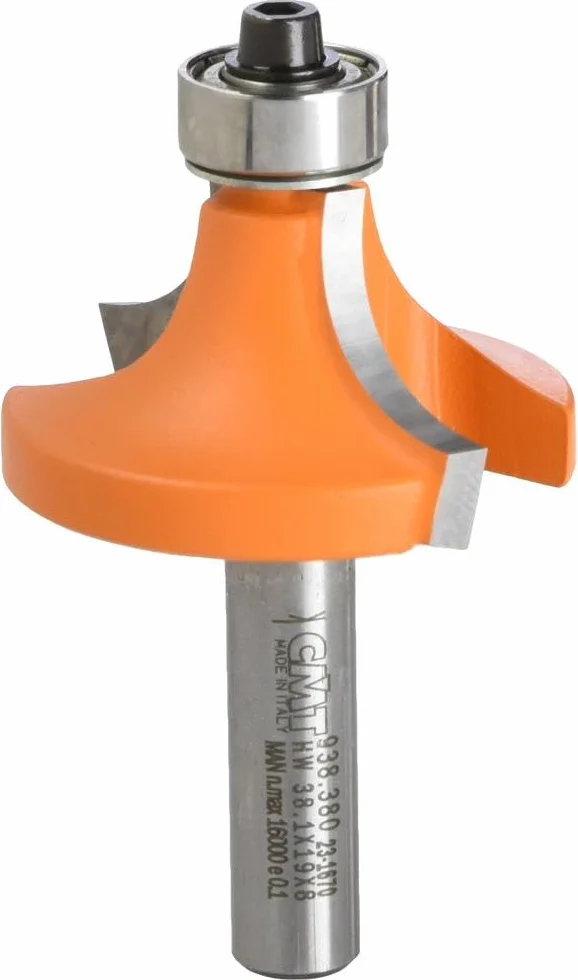 CMT ORANGE TOOLS 938.380.11 Fresa r.concavo con rodam. hm s 8 d 38.1 r 12.7, 5 V, Grigio/Arancio