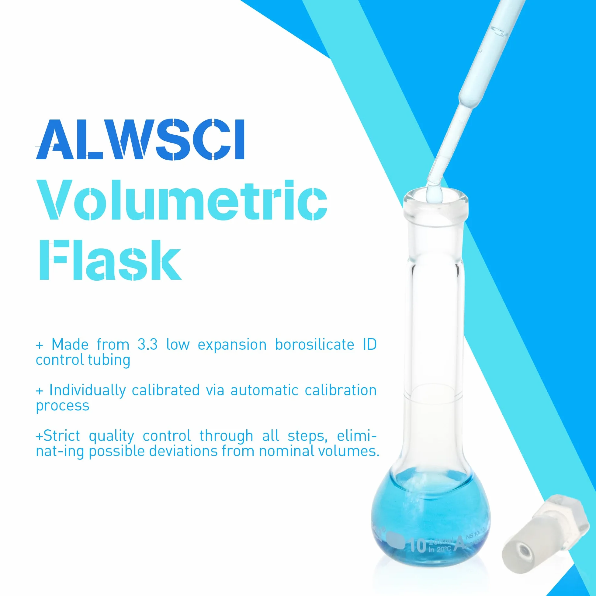 ALWSCI Matraz Aforado 10 mL Vidrio Borosilicato 3.3 Clase A Graduación Blanca