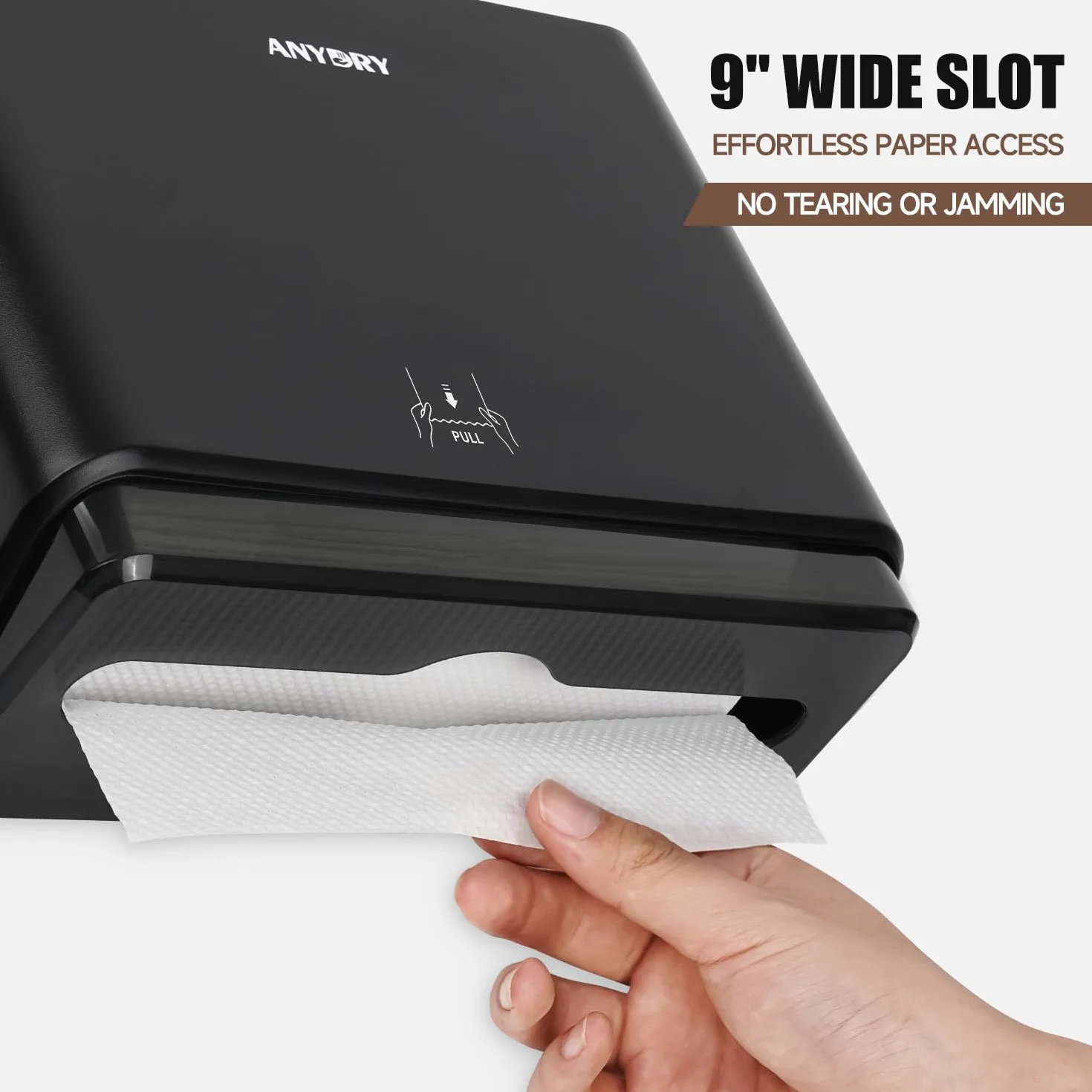 anydry 5101 Dispensador de Toallas de Mano Higiénico ABS Dispensador de Papel Toalla Comercial Montado en Pared Negro