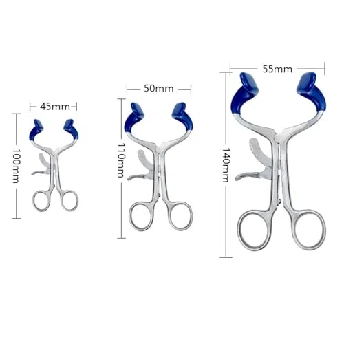 Abridor de boca reutilizable de acero inoxidable – Juego de 3 retractores dentales para mejillas y labios para cuidado bucal y procedimientos dentales