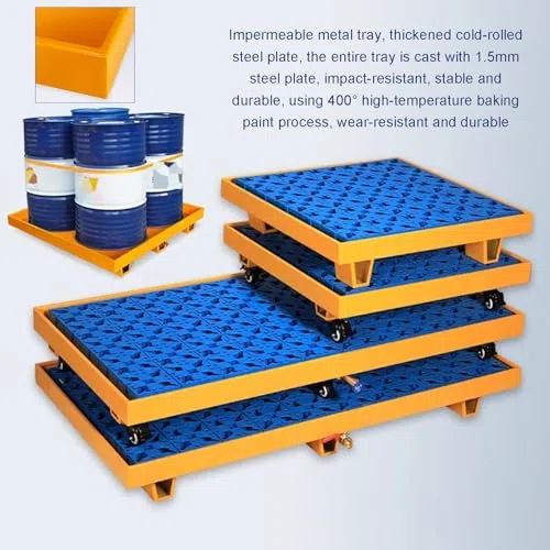 XBTGS Palé modular industrial de contención de derrames con salida de drenaje, plataforma resistente a prueba de fugas para tambores de aceite y almacenamiento de productos químicos en almacenes y kit