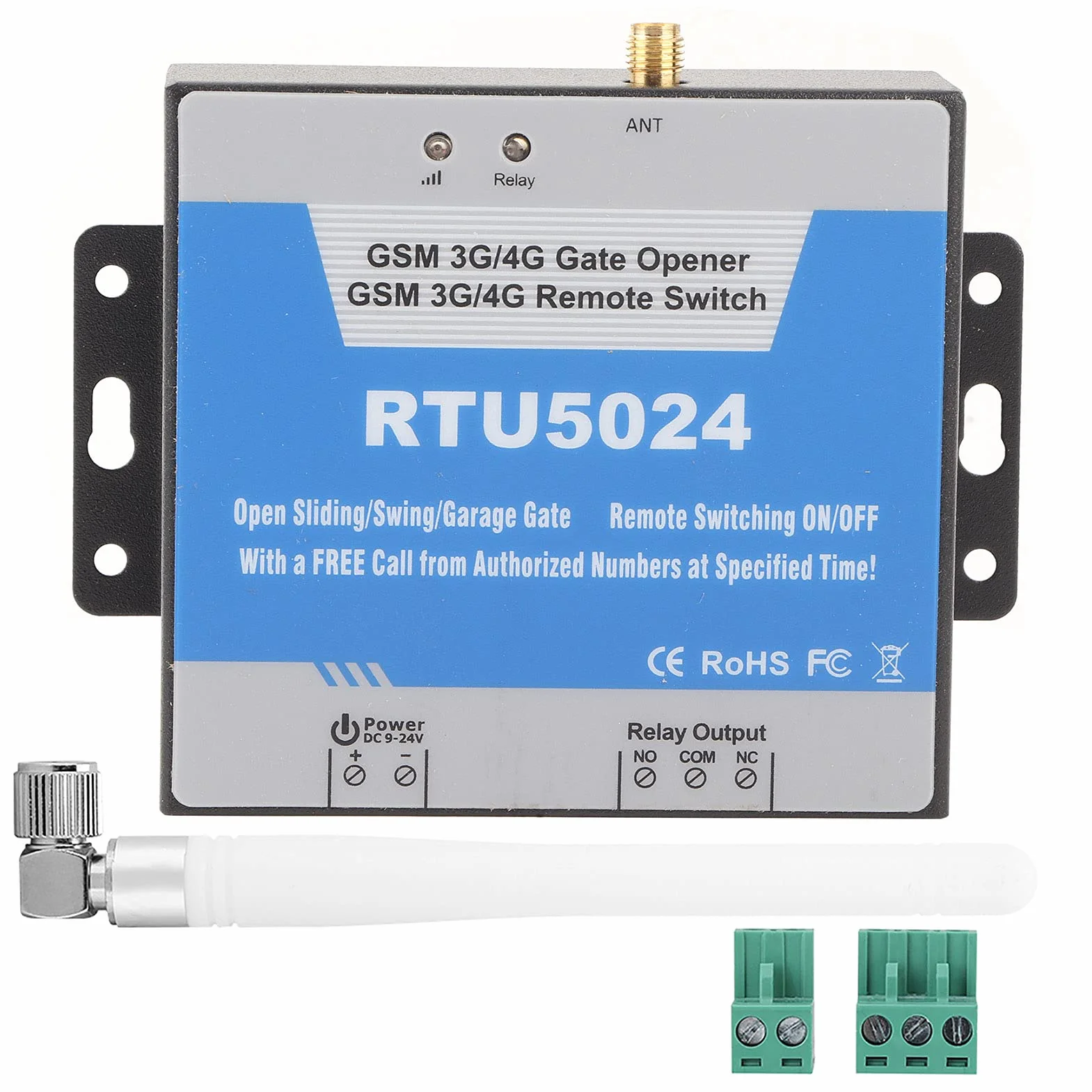 GOTOTOP Abridor de Puerta gsm, Controlador de Acceso RTU 5024, Interruptor de Encendido/Apagado Remoto, Llamada Gratuita, Soporte de Comando SMS SMS 850/900/1800 / 1900MHz