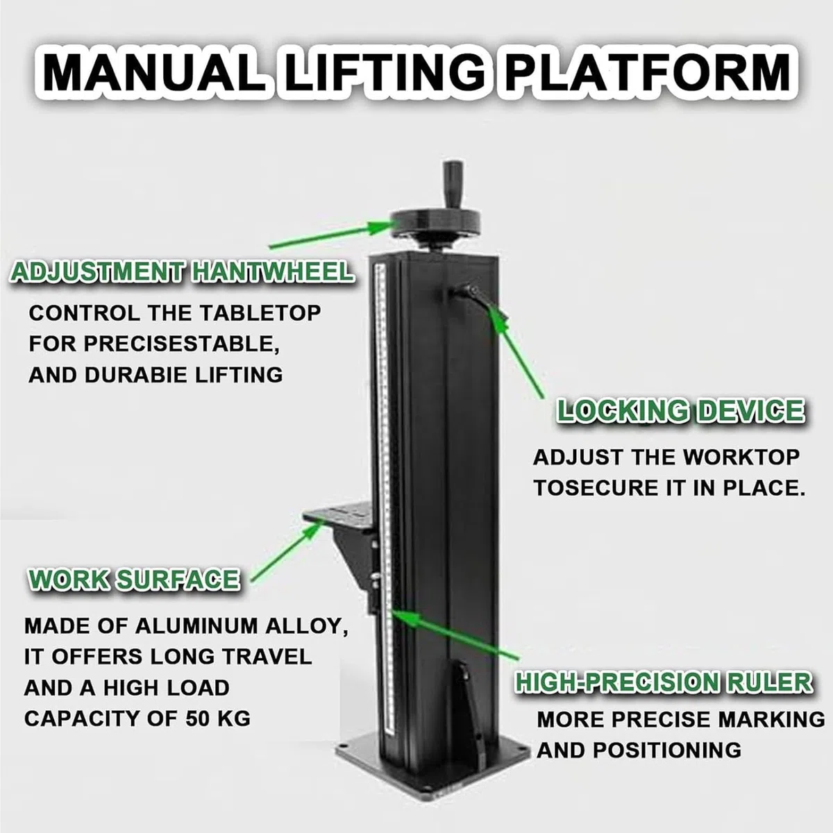 Plataforma de elevación manual de eje Z con columna de tornillo tipo T y etapa deslizante para experimentos ópticos y equipos científicos