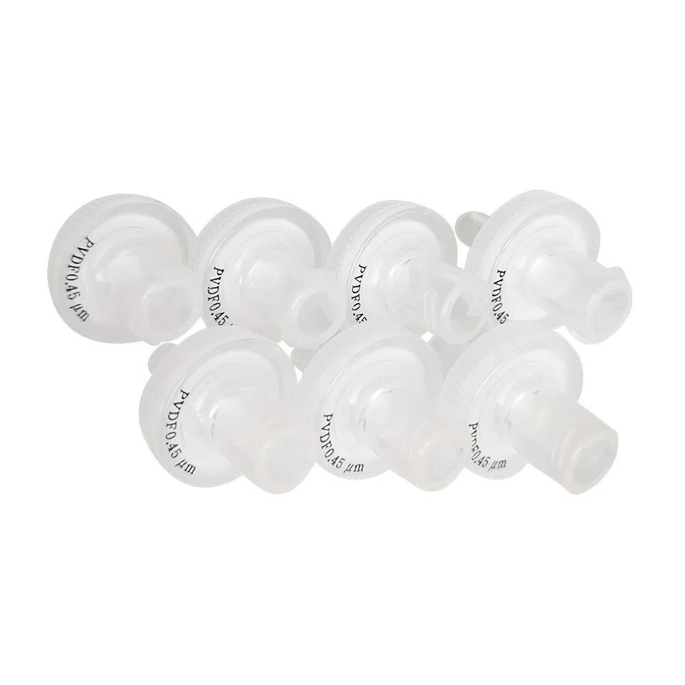 Filtros de jeringa con membrana PVDF Diámetro 13 mm Tamaño de poro 0,45 μm para filtración biológica [CASO DE 100 piezas] por Allpure Biotechnology (PVDF-13mm-0,45μm)