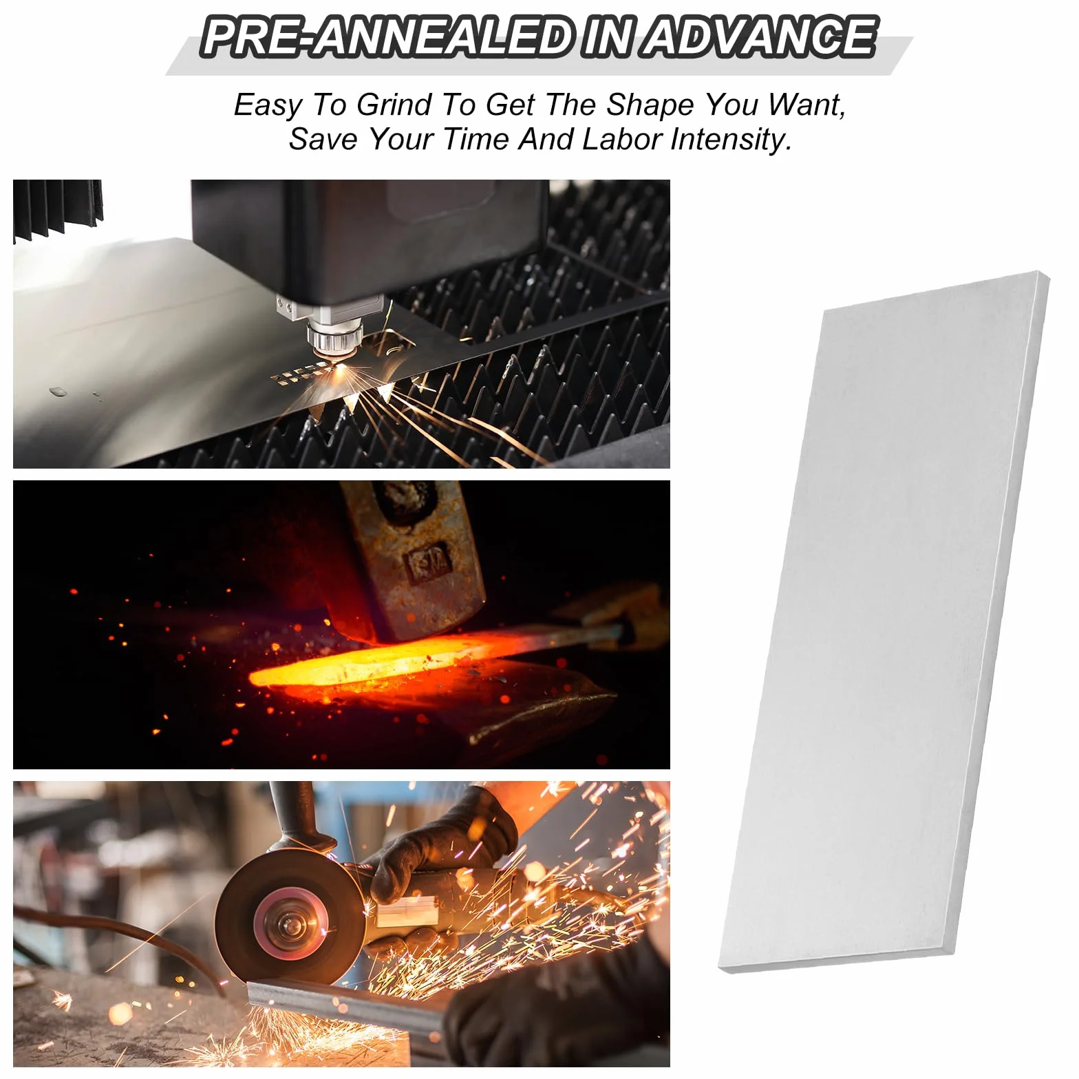 PATIKIL 10 Piezas 80Crv2 Acero para Fabricación de Cuchillos 4" x 1-1/2" x 1/8" Acero Recocido Laminado en Frío para Hoja de Metal en Blanco Uso Profesional Y para Aficionados