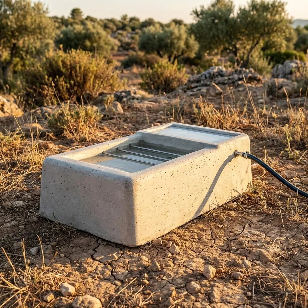 Suinga Bebedero Automatico de Hormigón con Flotador 10 litros 25x42x12 cm – Bebedero Profesional para Ganado, Aves y Animales