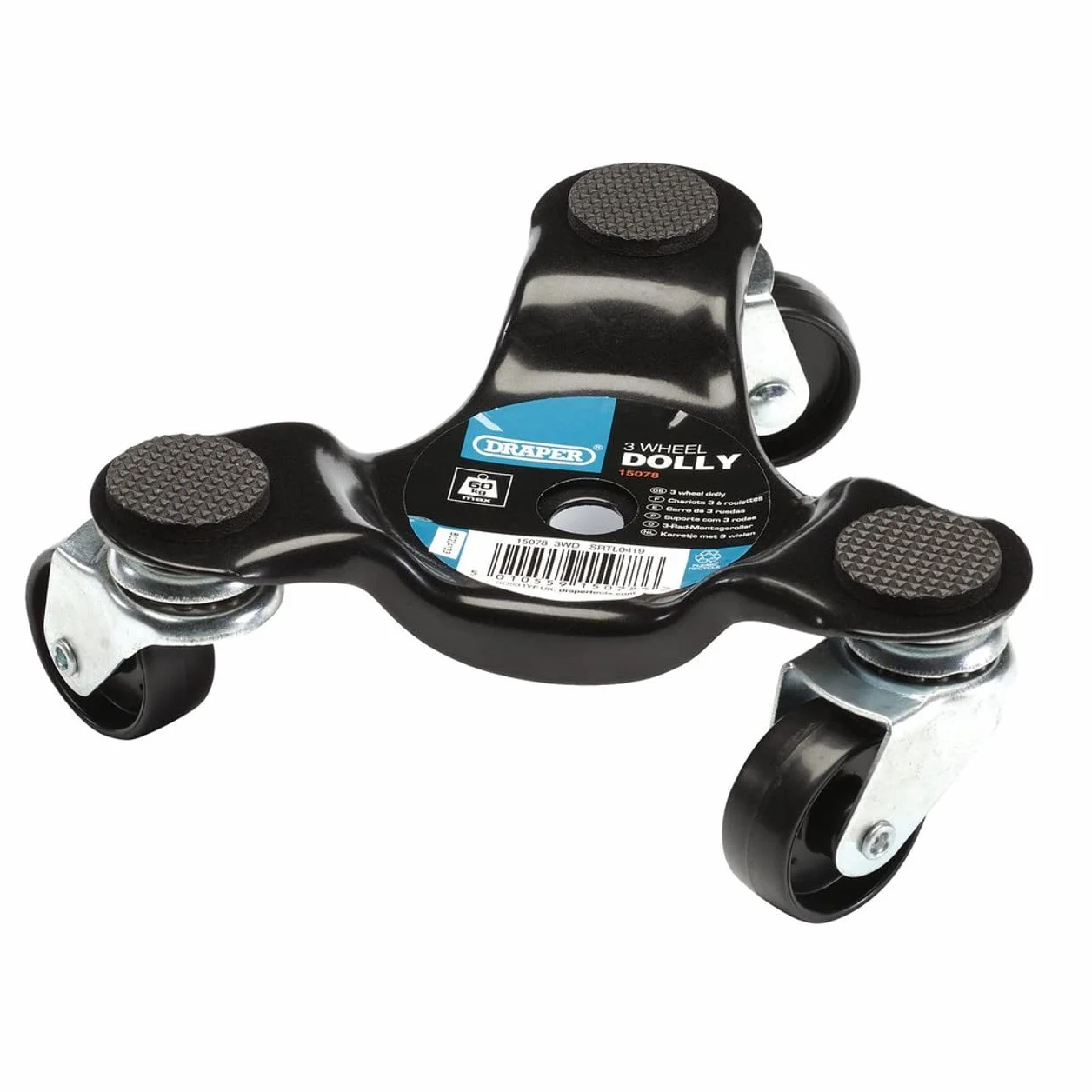Draper Carrito de 3 ruedas 60 kg Negro