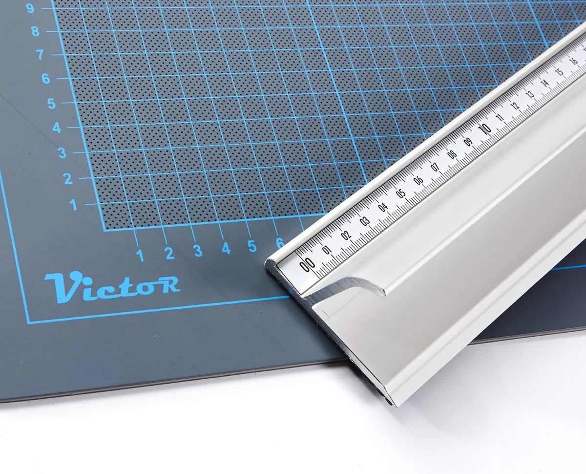 Victor regla de corte de aluminio 50 cm – modelo profesional antideslizante – regla de precisión – borde de acero – herramienta de corte