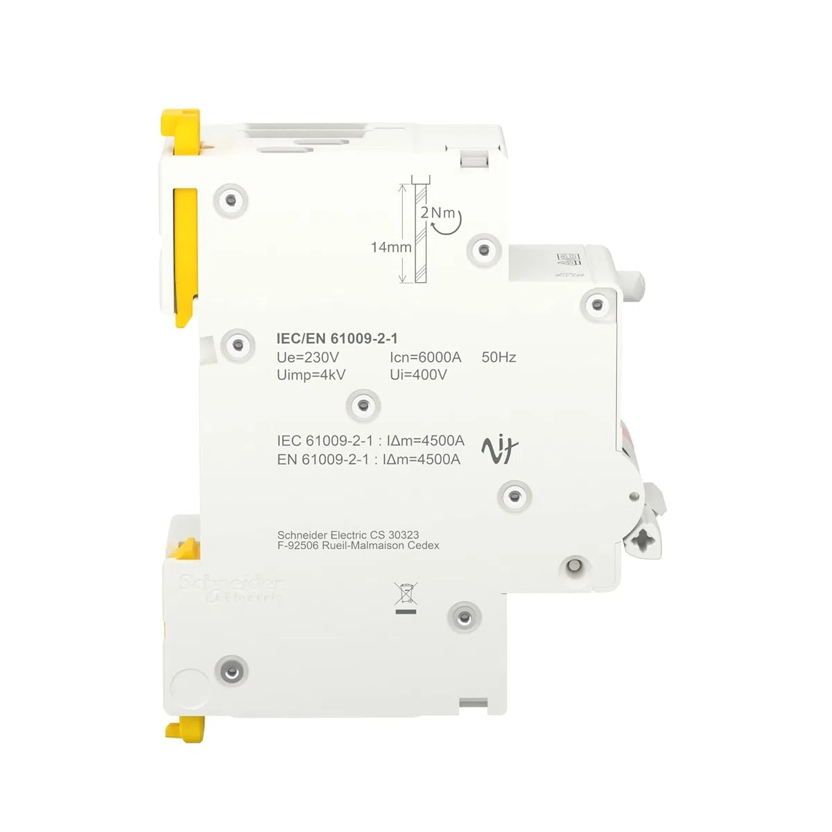Schneider Electric FI LS RESI9 1P+N 16A B 30MA TYP A 6KA, R9D01616, Gris