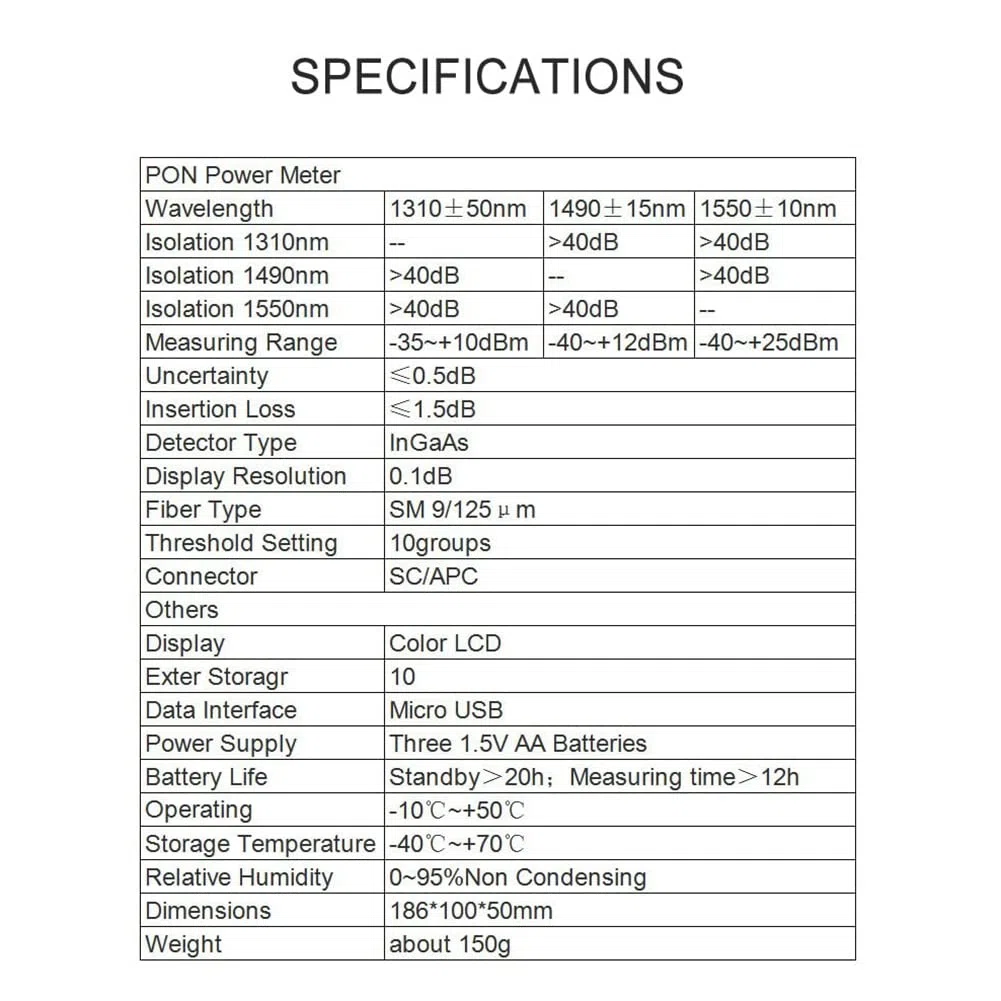 TM581 Medidor de Potencia PON SC/Probador de Fibra óPtica/OLT 1310Nm/1490Nm/1550Nm para AplicacióN y Funcionamiento