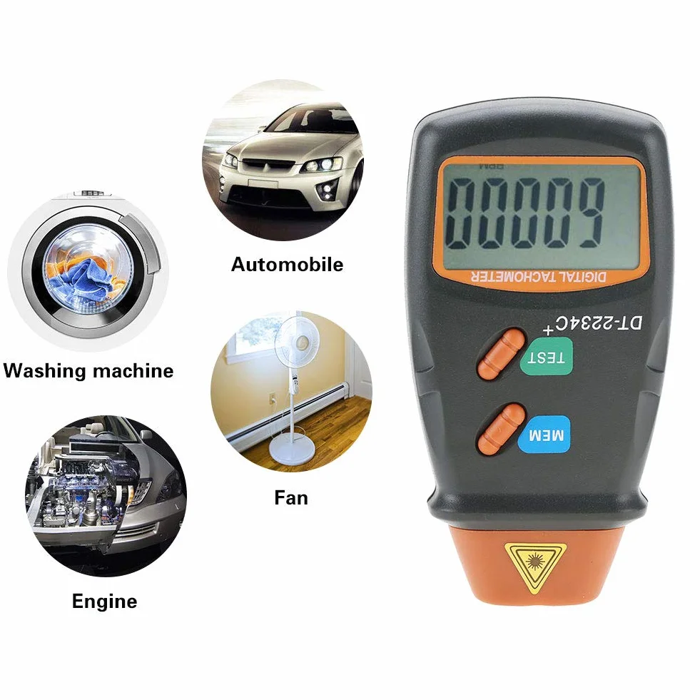 Tacómetro Digital Sin Contacto LCD Portátil Medidor de RPM para Motor