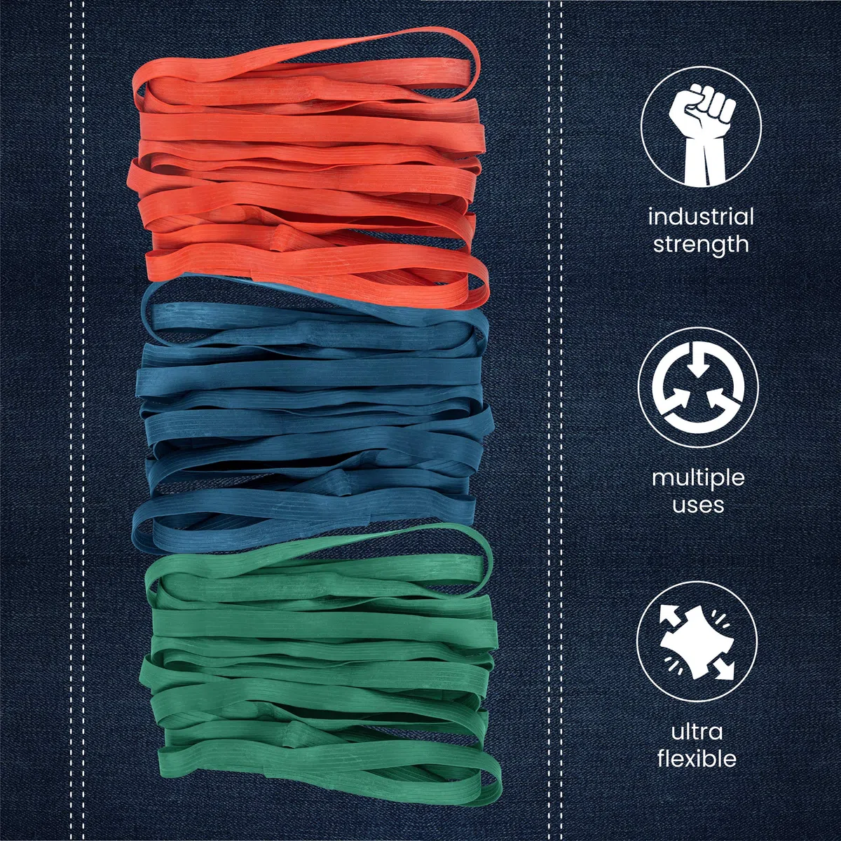 kitchentoolz Extra Grande Moving goma bandas- Variety Pack-12 42", 30" y 26" Bandas Mover Longitud Extra Strength-para las paletas y las mantas de mudanza