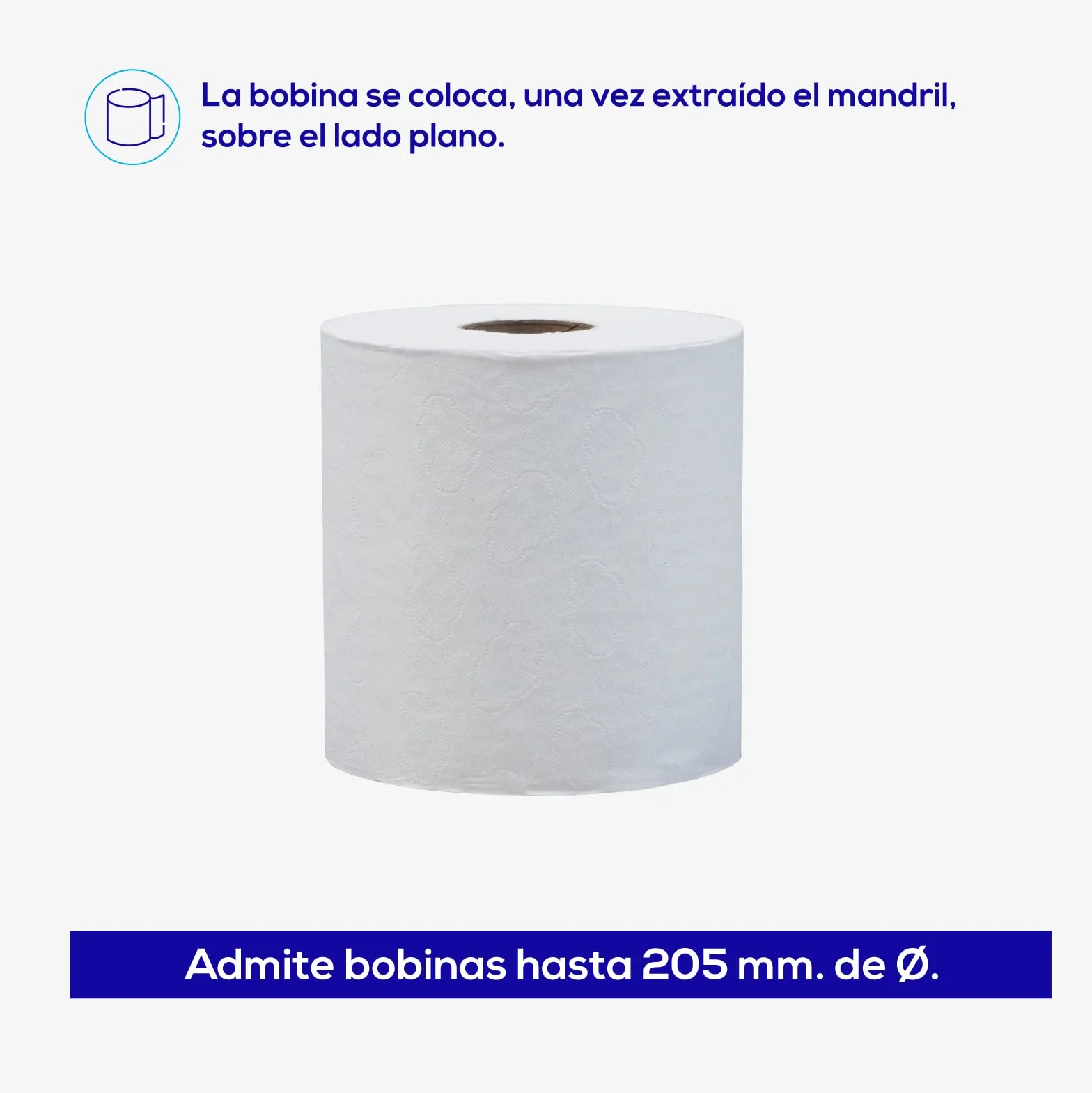 Jofel - Dispensador de Papel en Bobina hasta 205mm Mecha en Continuo, Bobina Especial para Dispensar por el Centro de la Base, Maxima Higiene, Carcasa de ABS, Clásica AG20020, Blanco